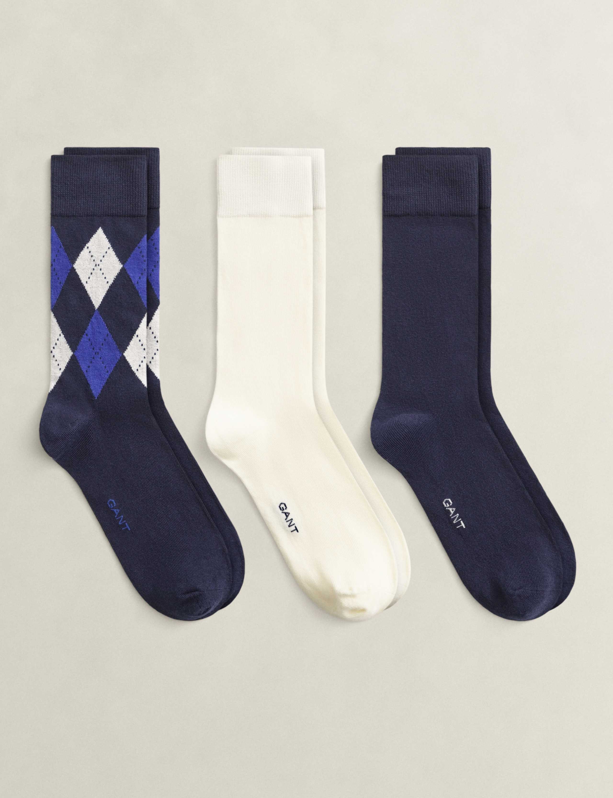3 Pack Argyle Cotton Rich Socks