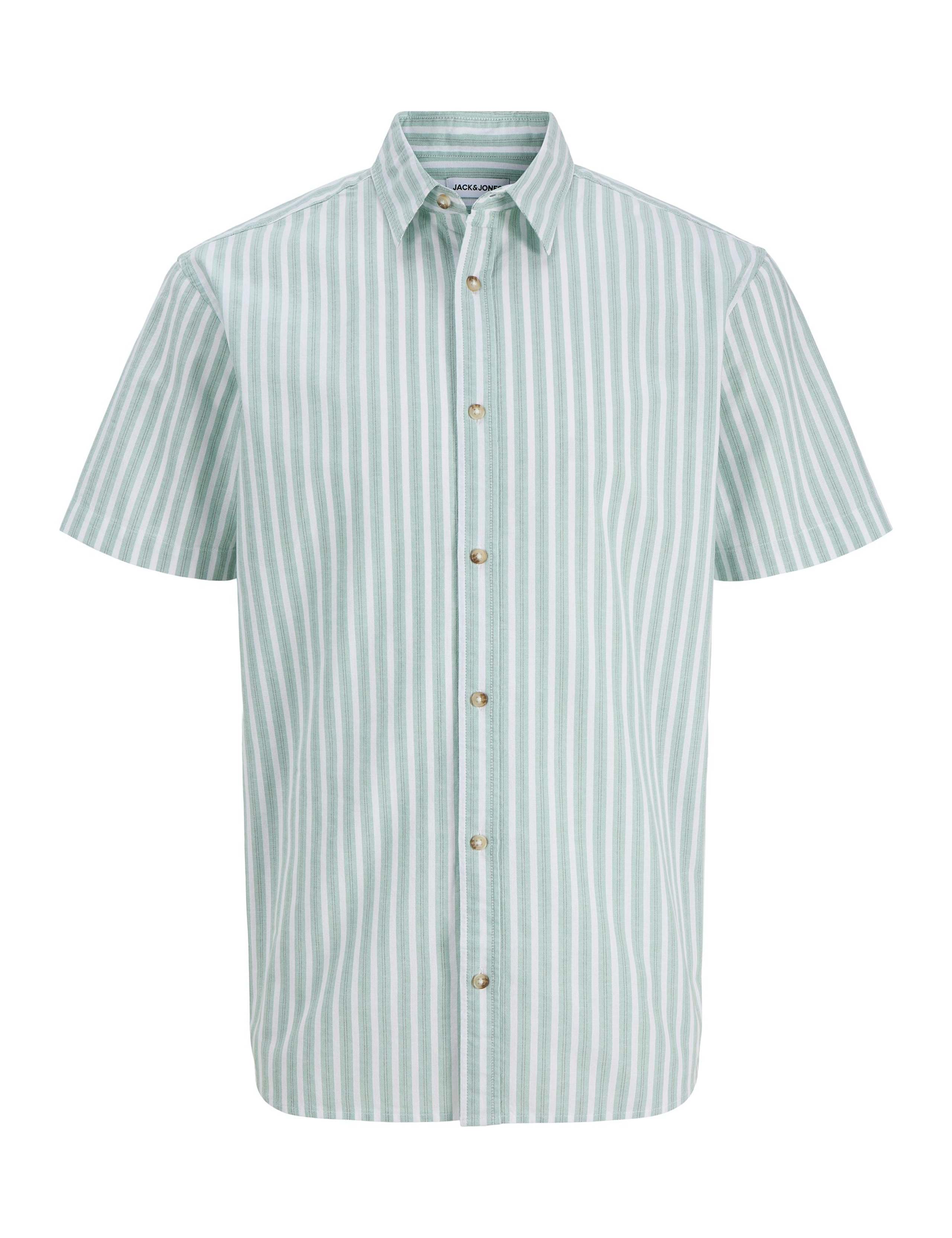 Regular Fit Striped Short Sleeve Oxford Shirt