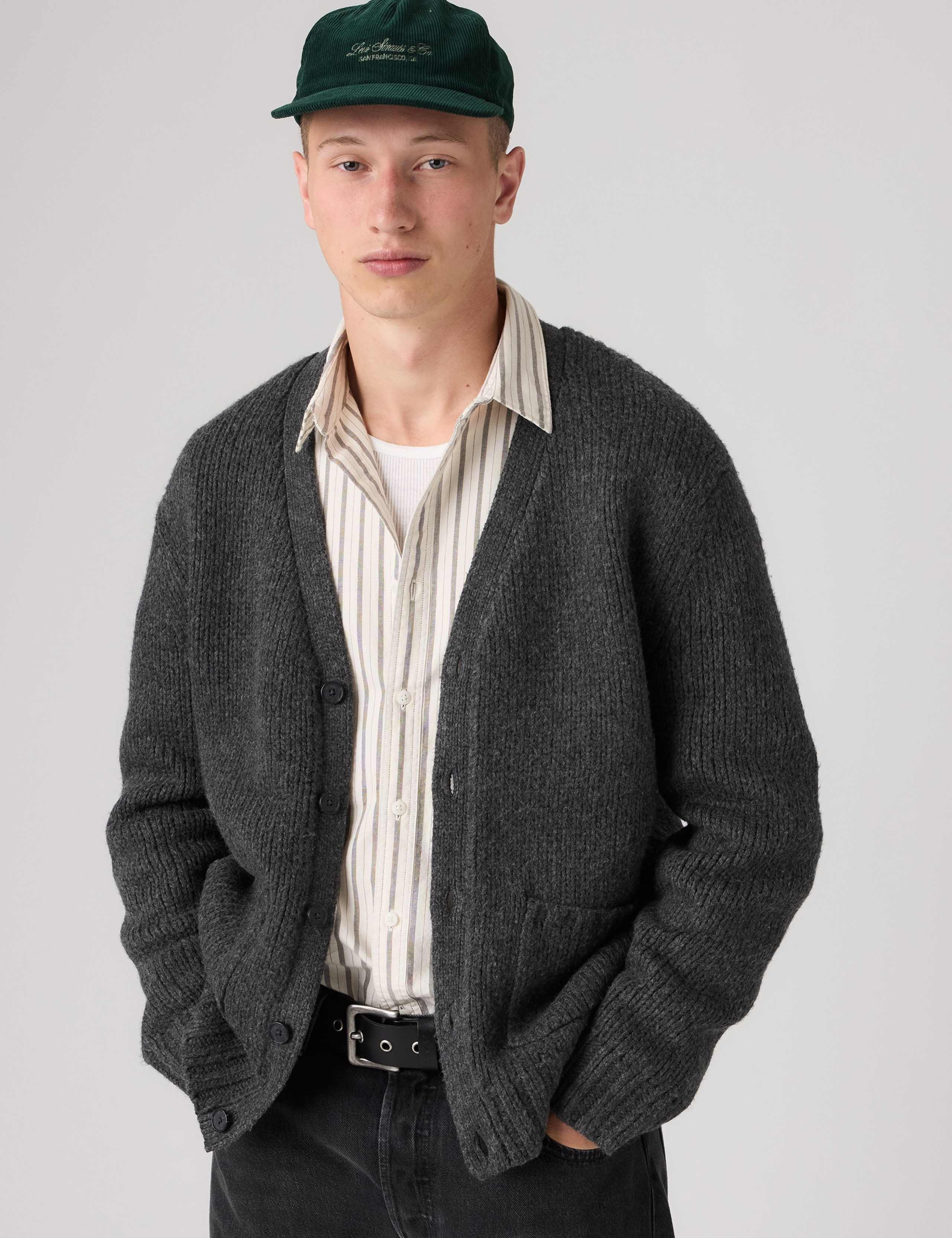 Regular Fit Long Sleeve V Neck Cardigan
