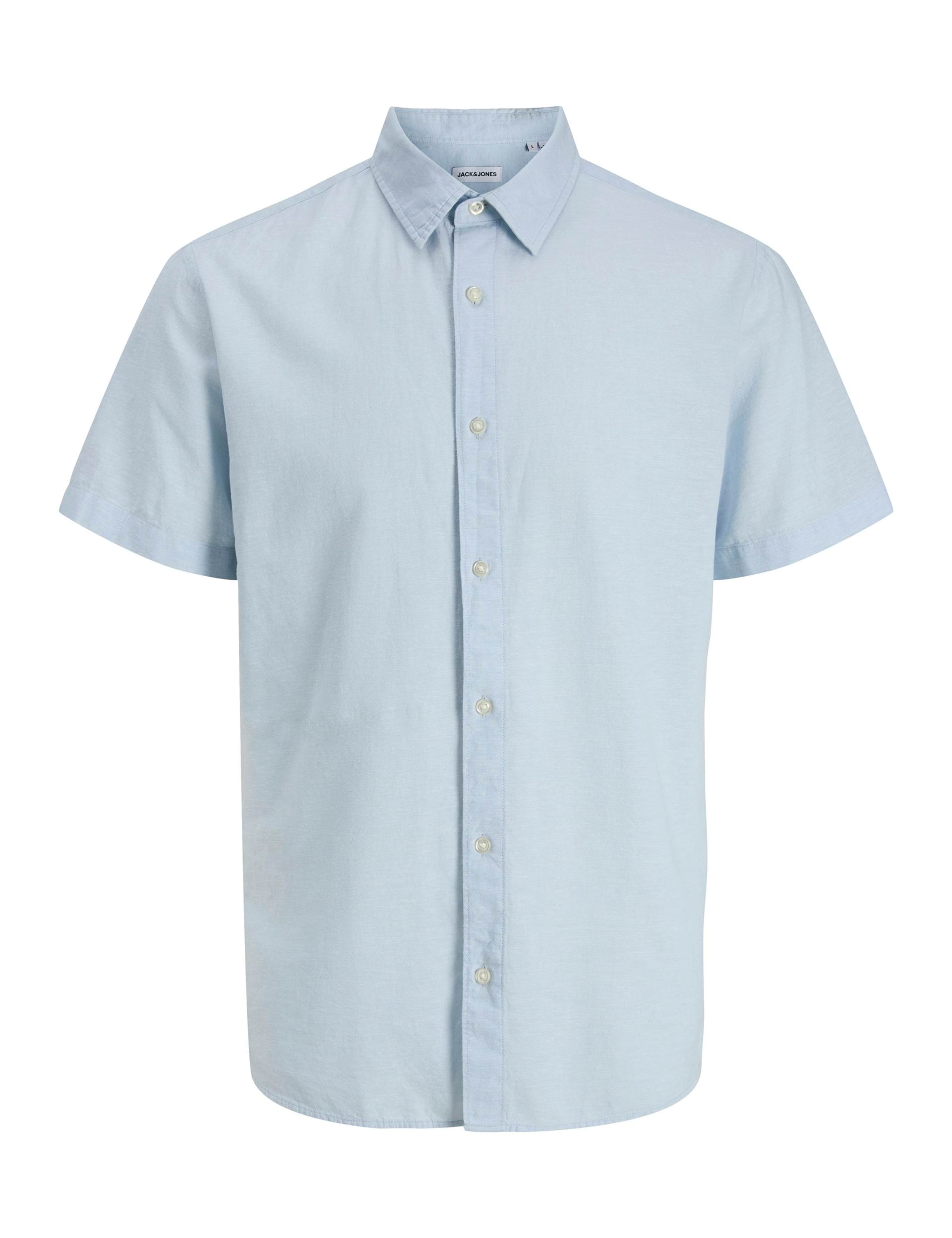Regular Fit Linen Blend Short Sleeve Shirt