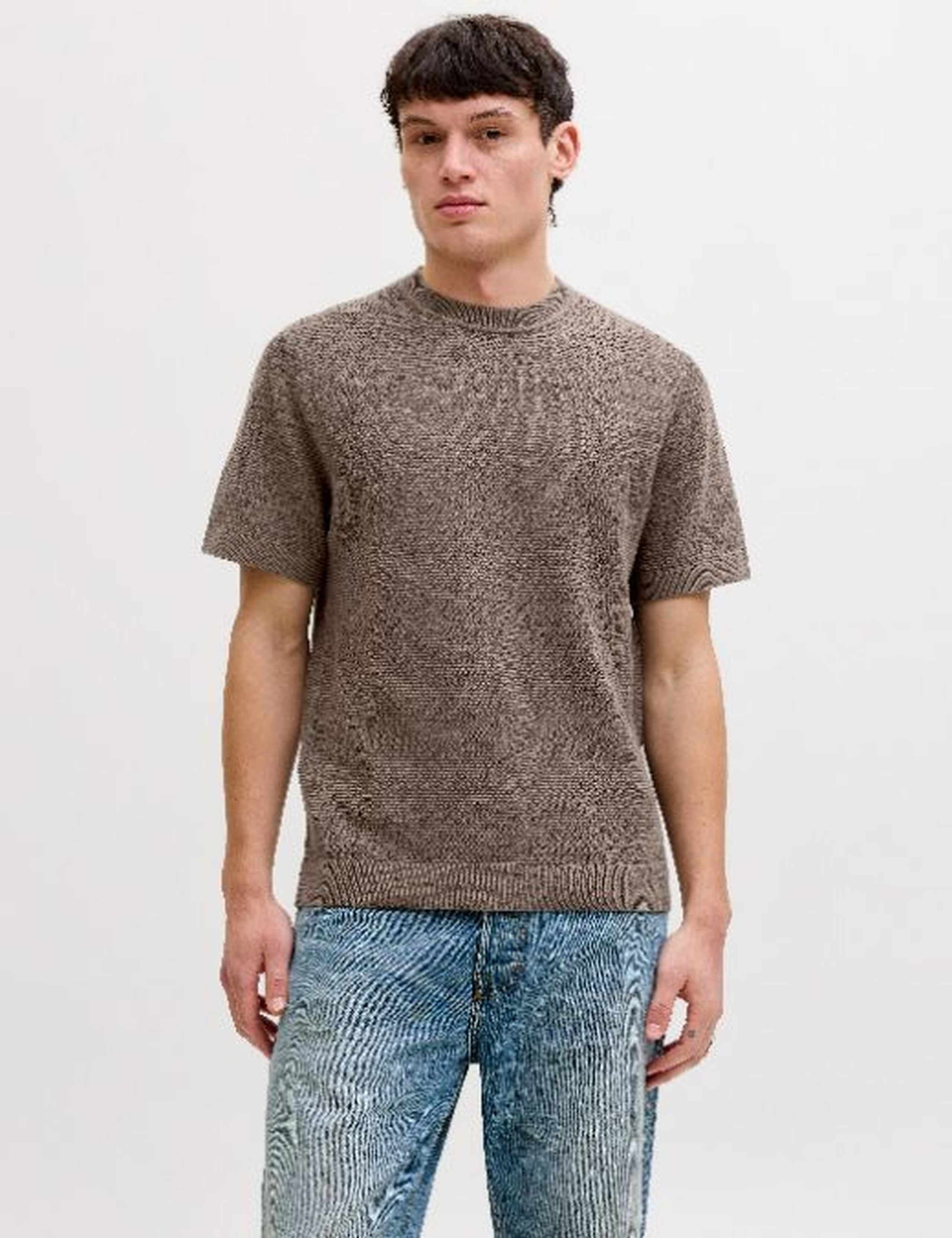 Pure Cotton Textured Knitted Crew Neck