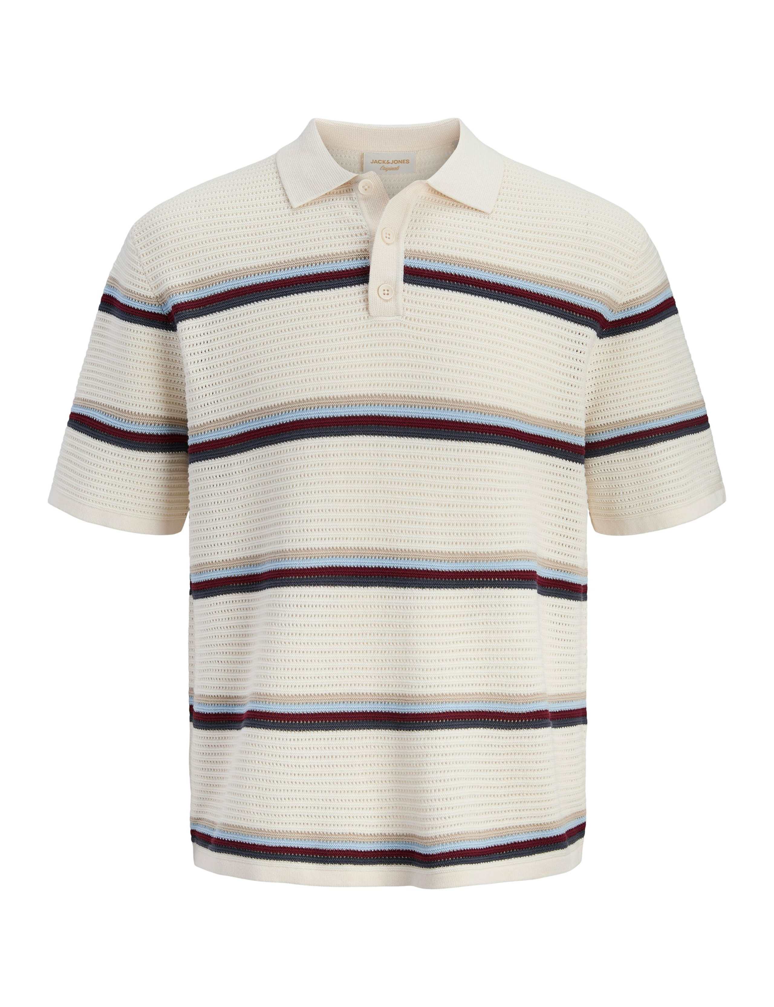 Pure Cotton Striped Knitted Polo Shirt