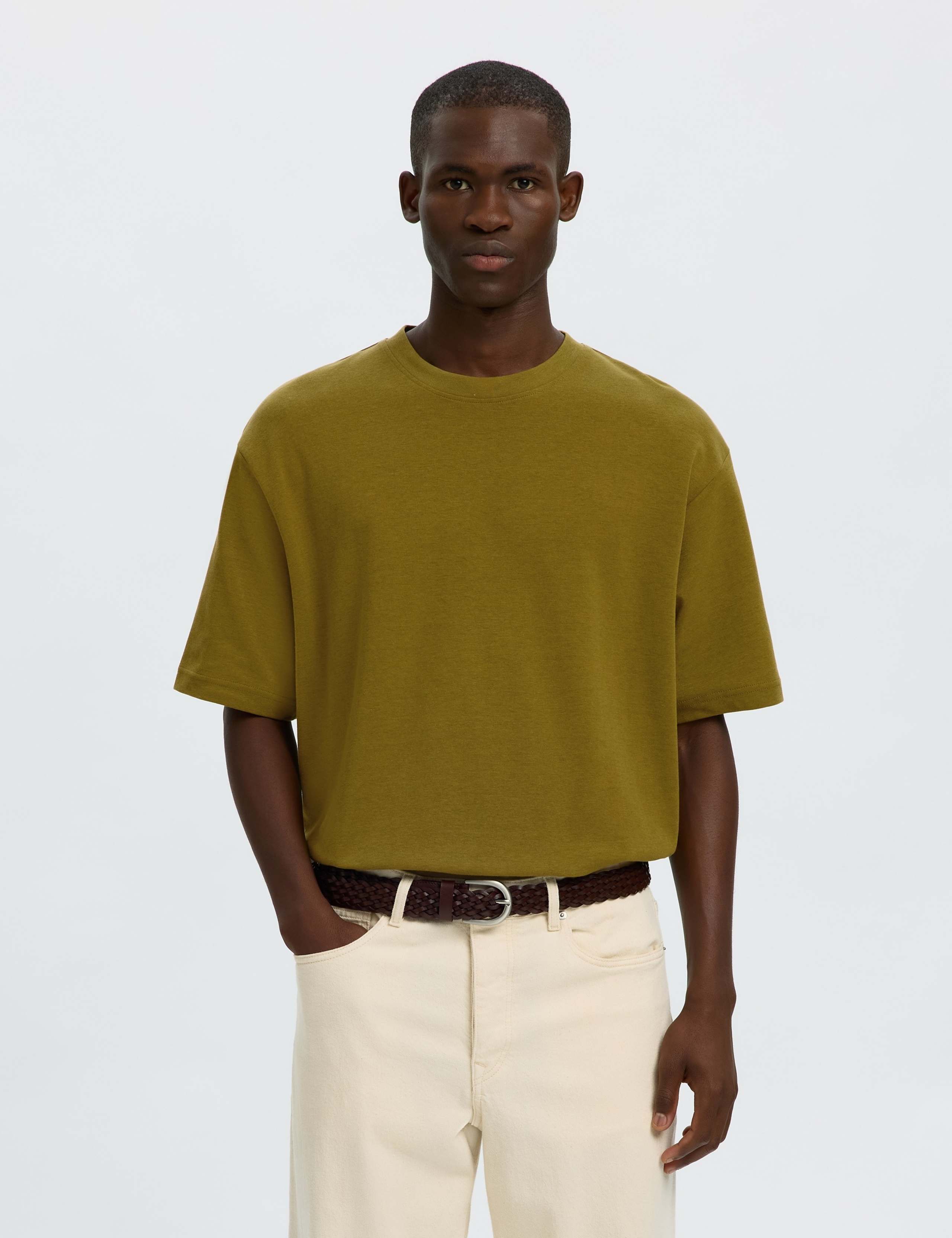 Cotton Blend Crew Neck T-Shirt