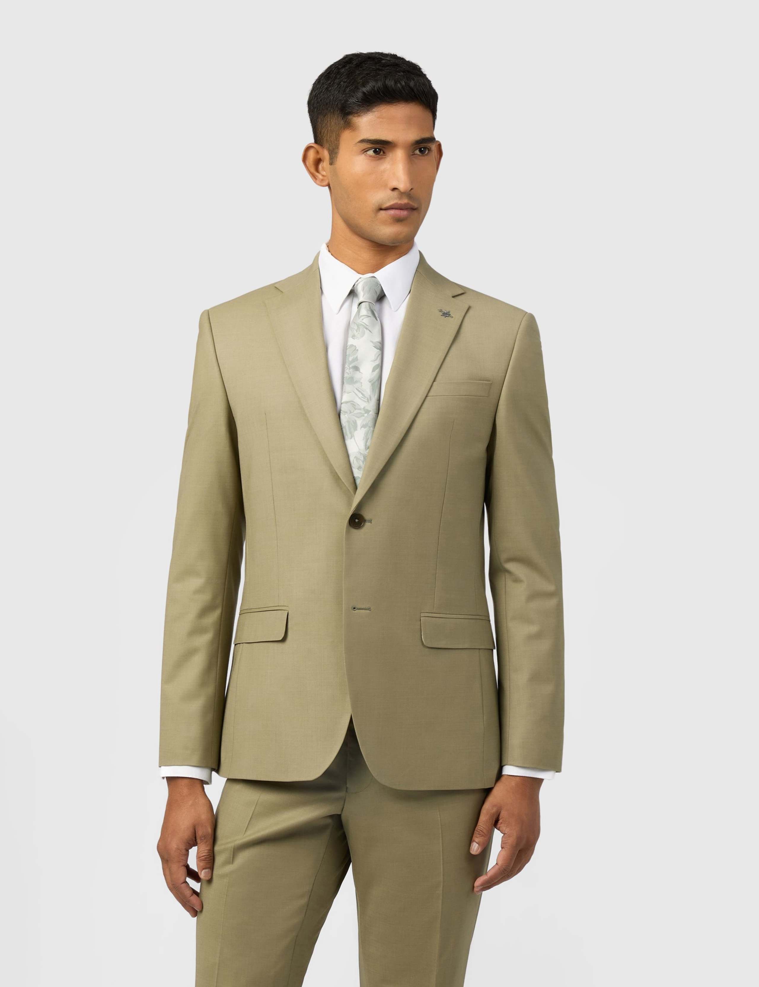 Slim Fit Wool Blend Single Breasted Suit Jacket