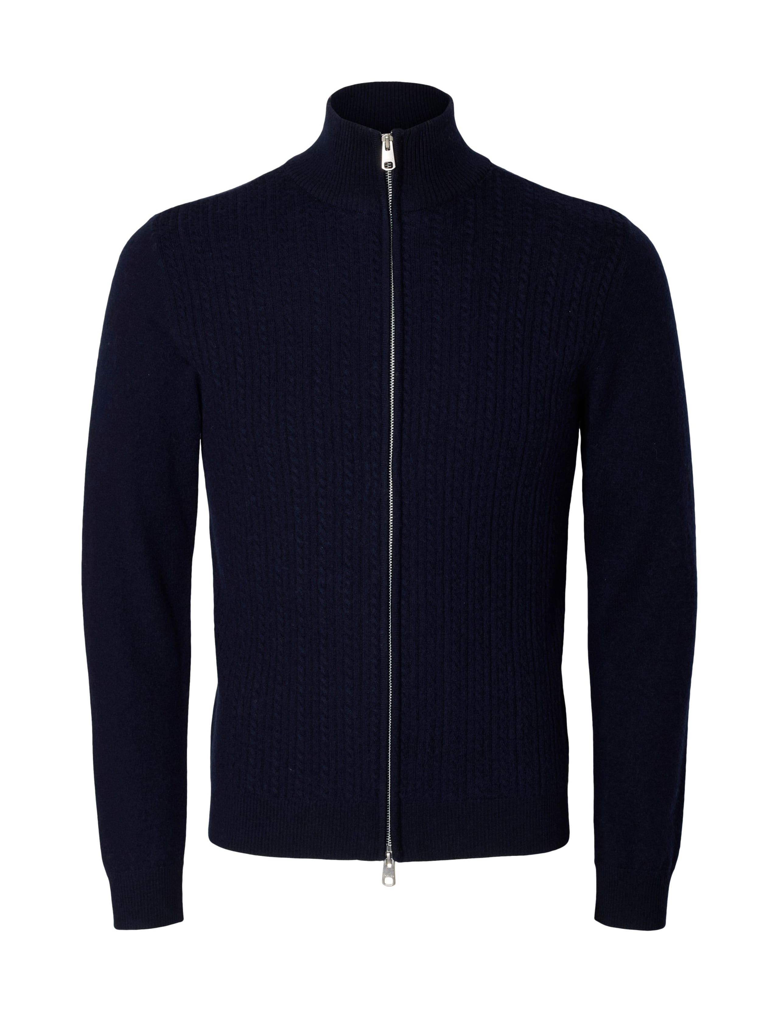 Pure Merino Wool Cable Zip Up Cardigan