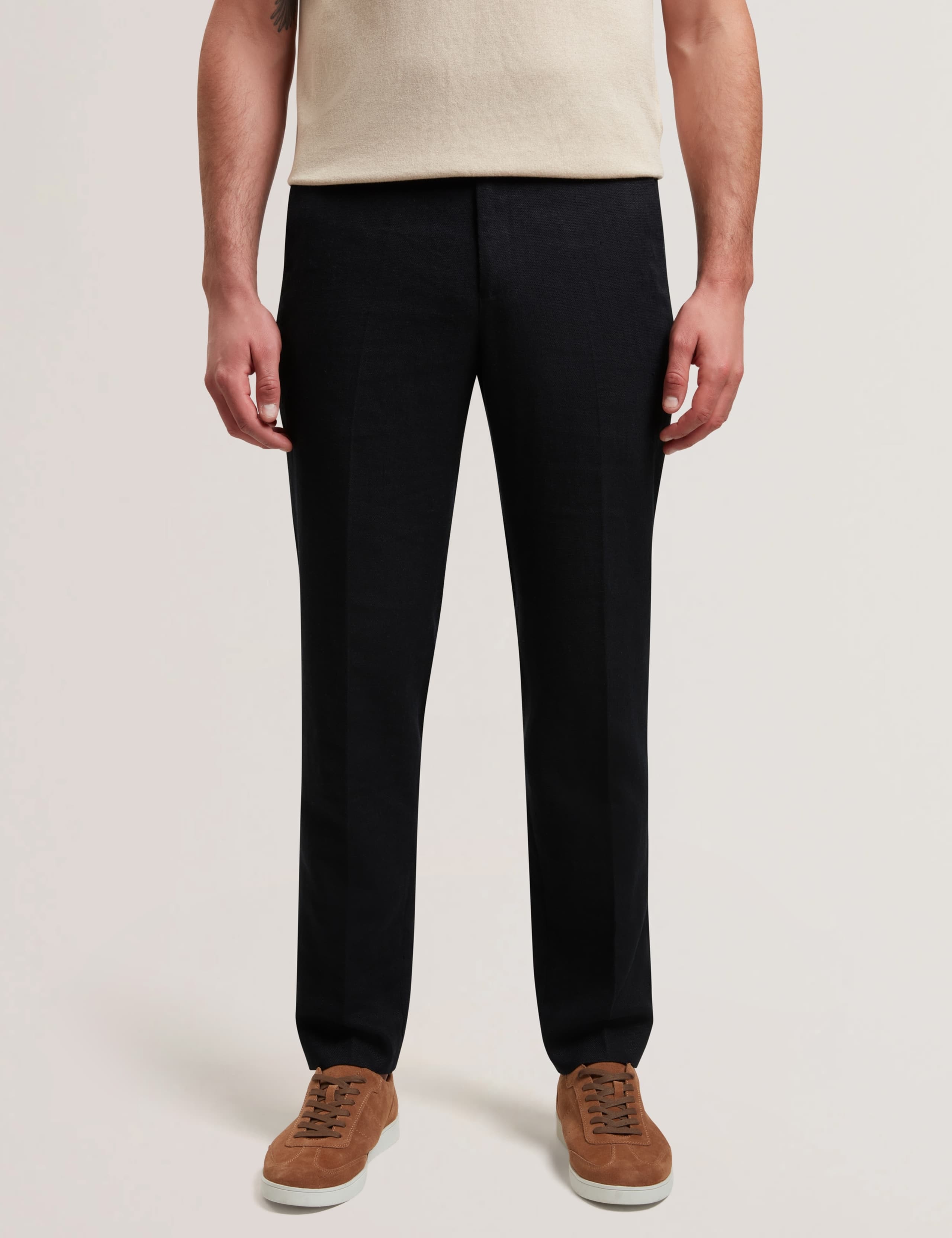 Linen Rich Single Pleat Trousers