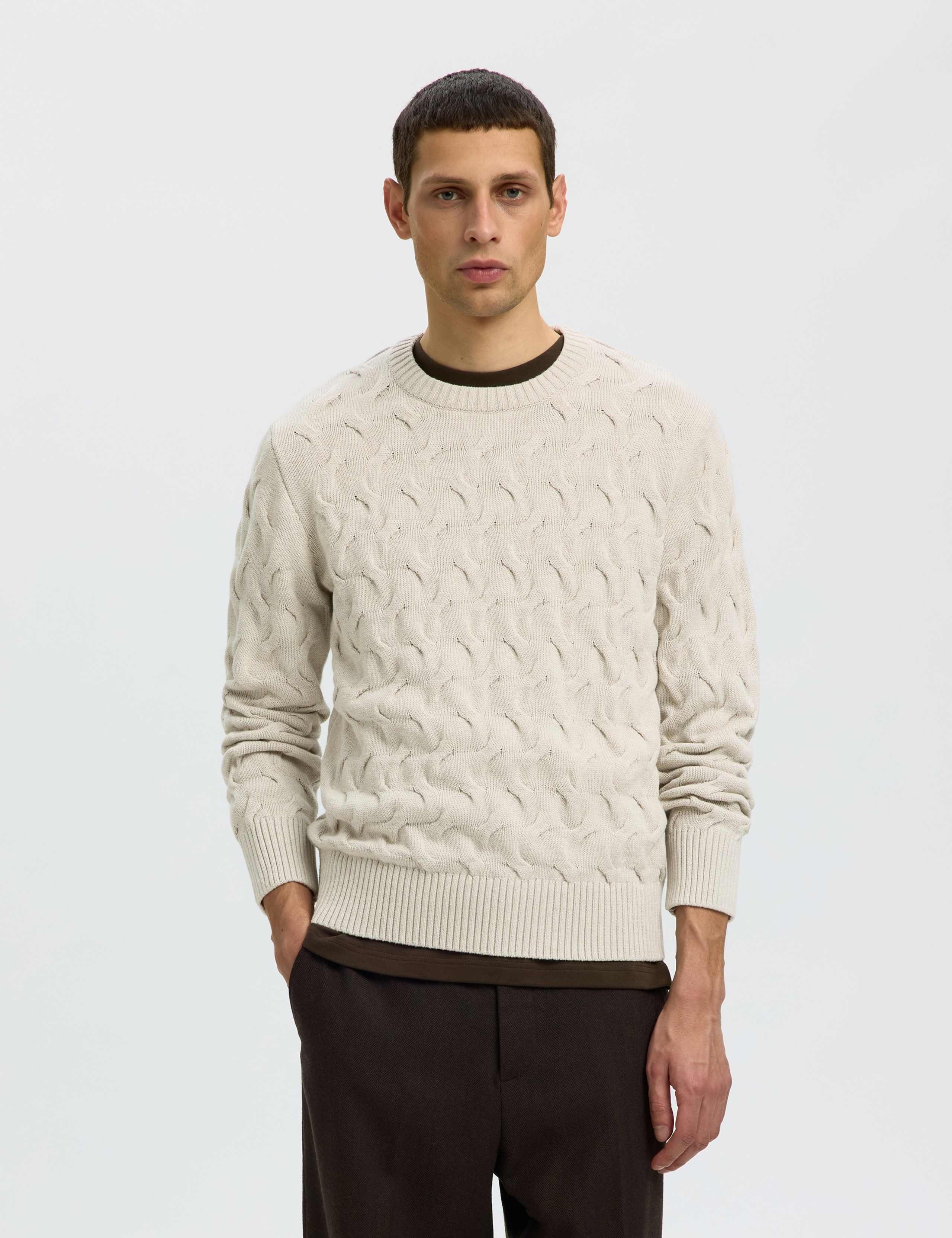 Pure Cotton Cable Crew Neck Jumper
