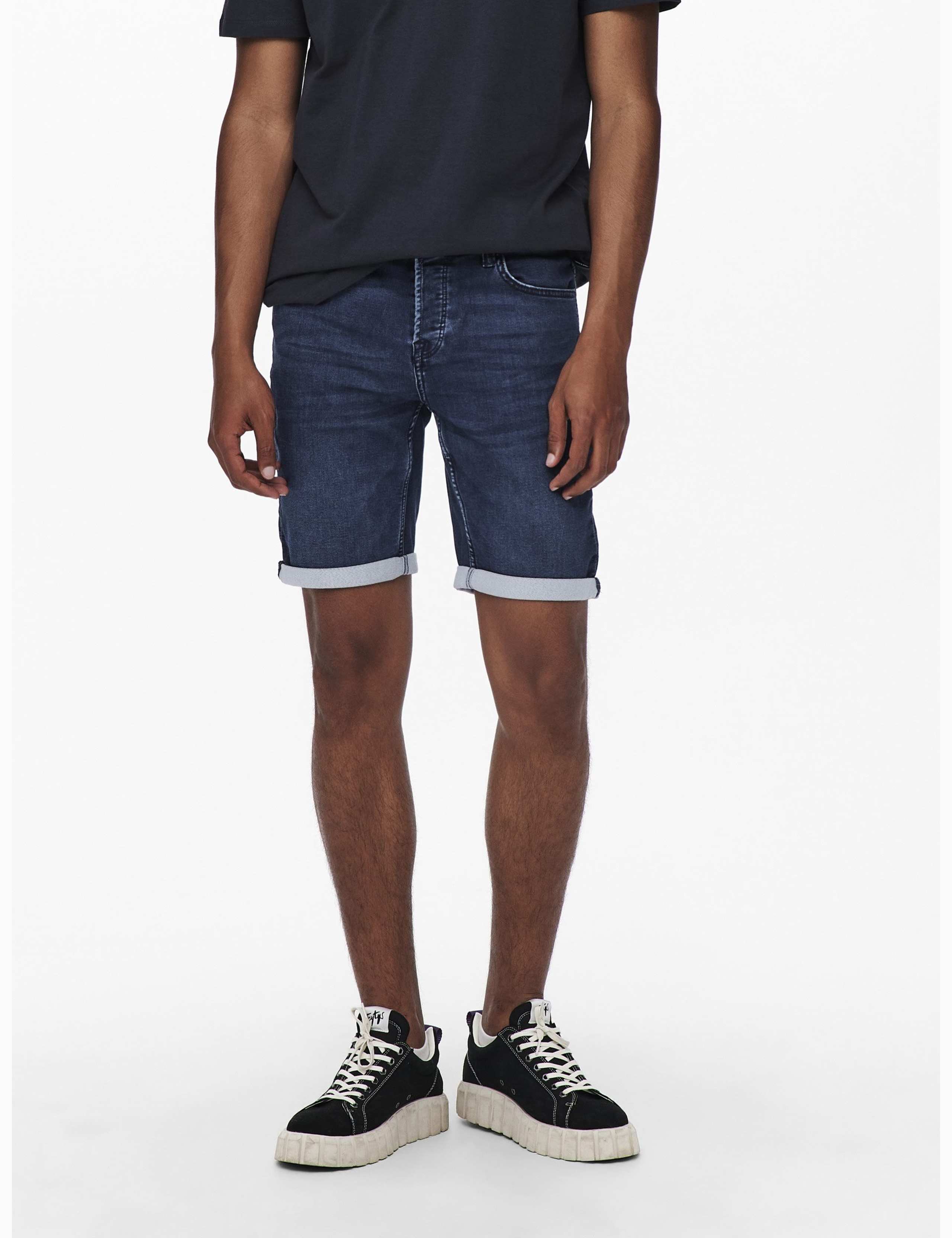 Turn-Up Denim Shorts