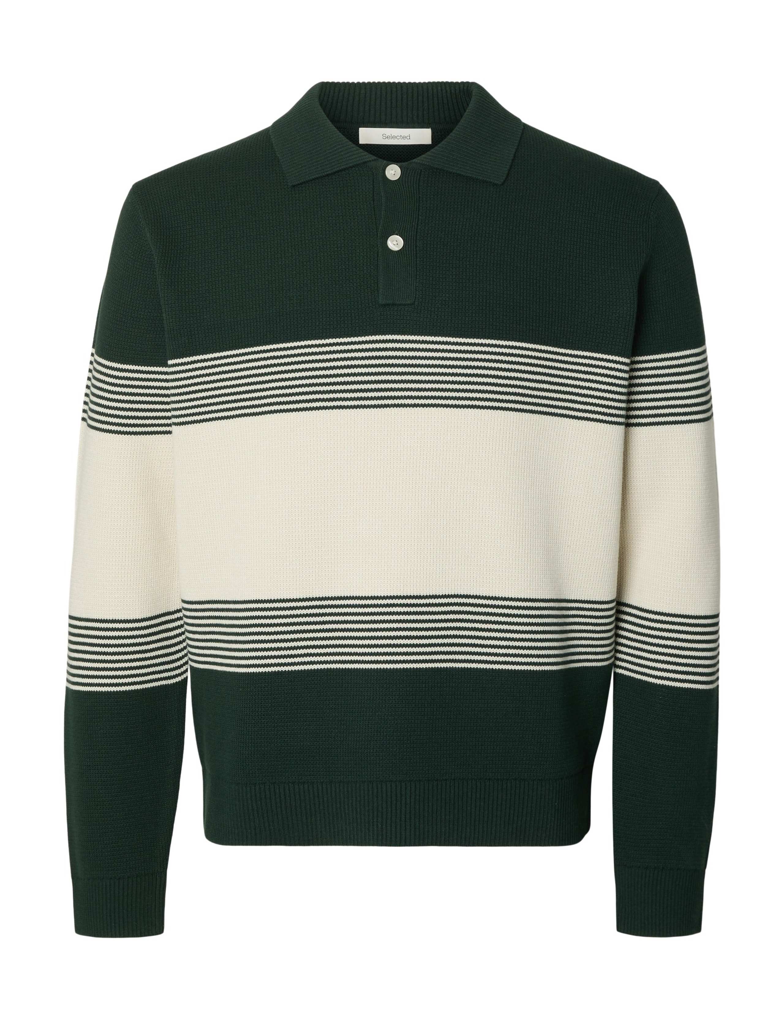 Pure Cotton Striped Knitted Polo Shirt
