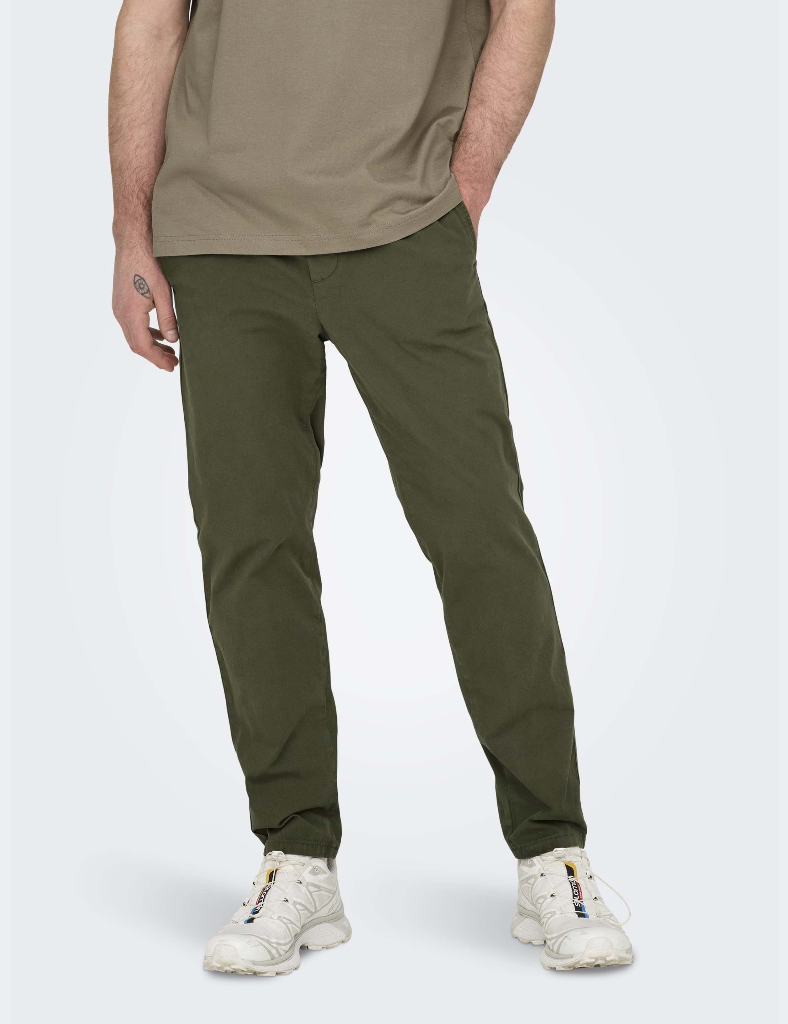 Tapered Fit Elasticated Waist Stretch Trousers