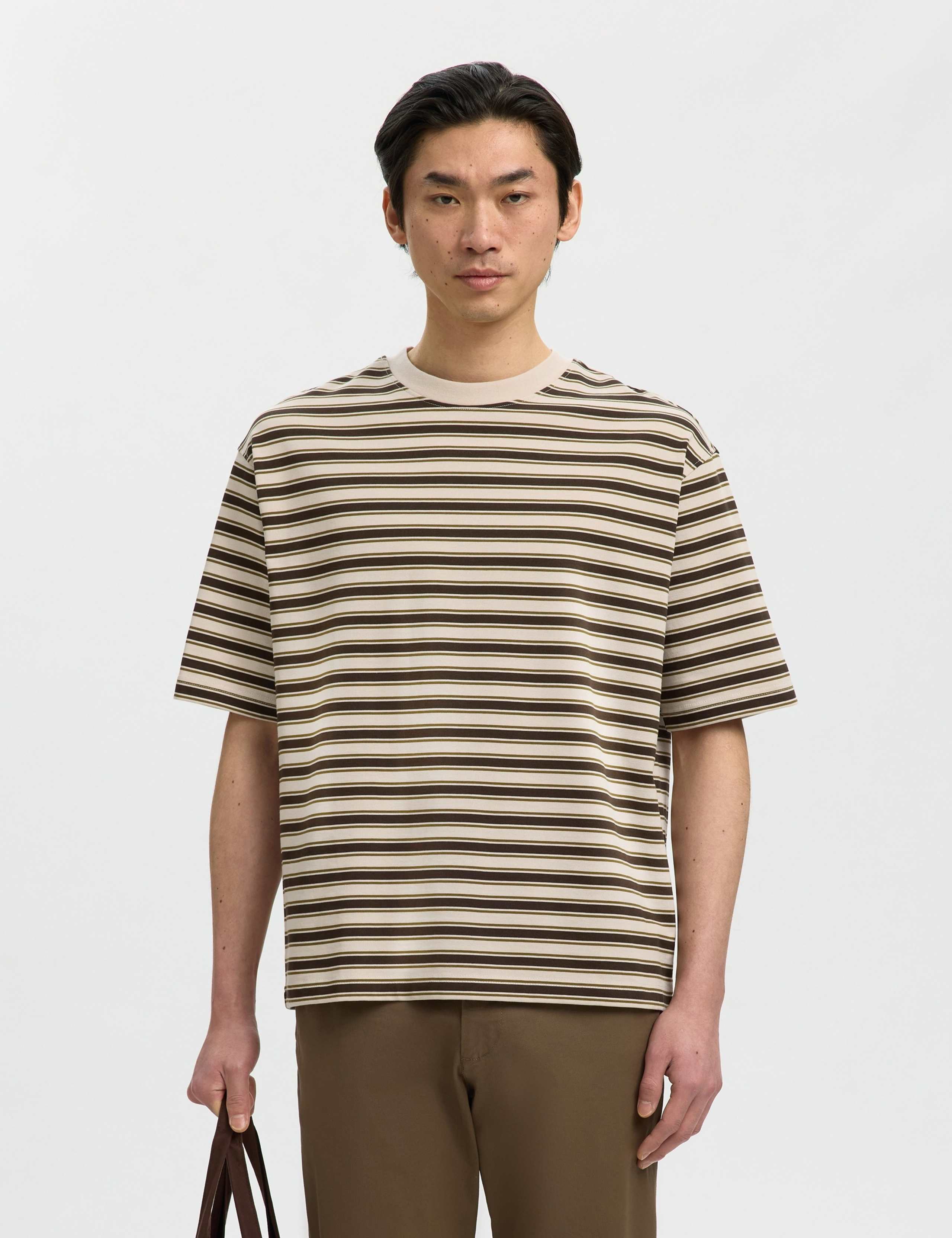 Pure Cotton Jersey Striped Crew Neck T-Shirt