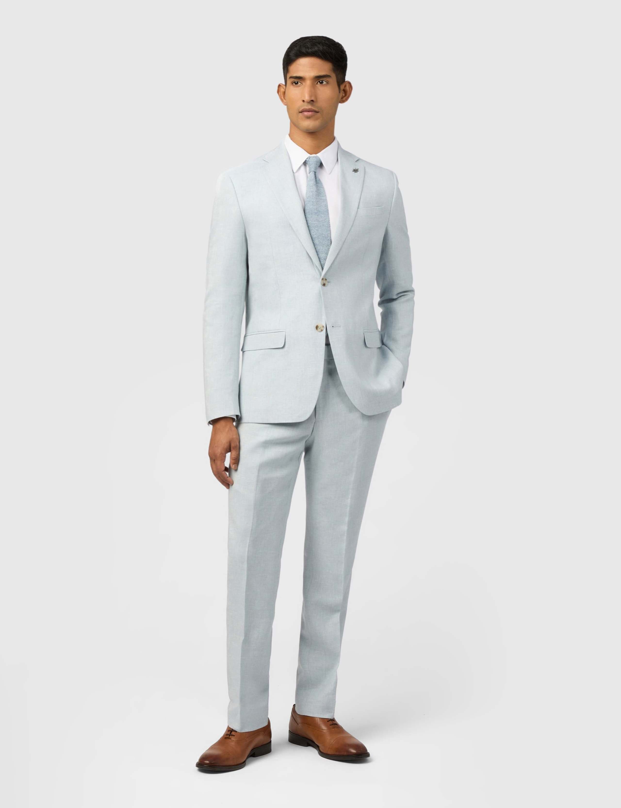 Slim Fit Linen Rich Single Breasted Suit 1 of 4