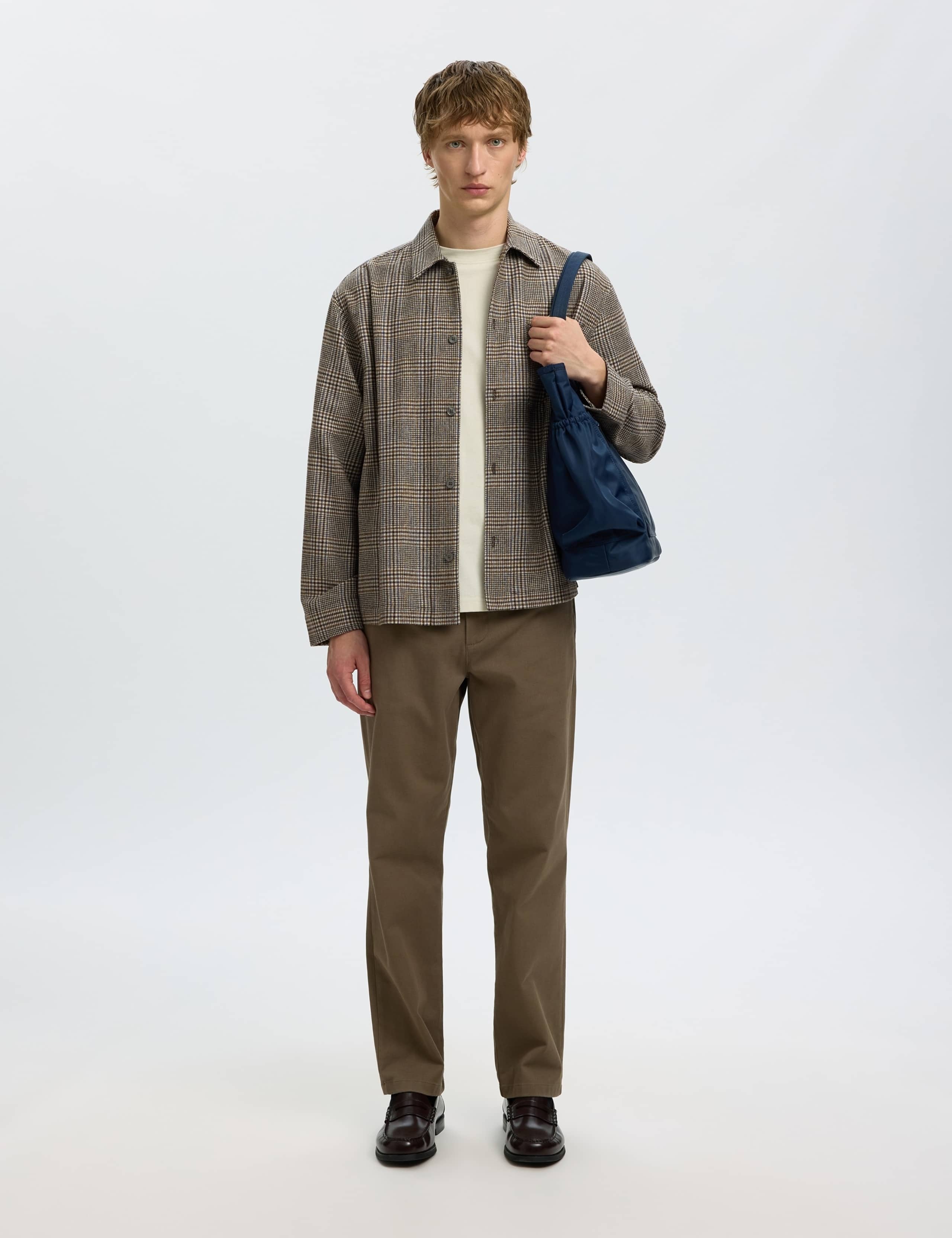 Wool Blend Checked Overshirt