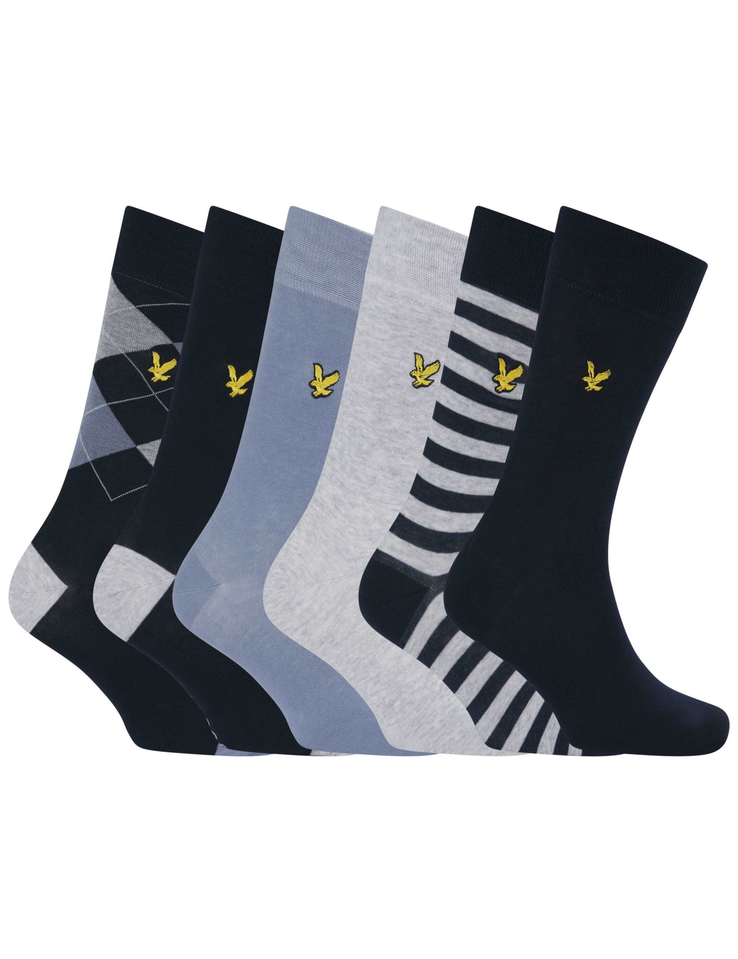 6 Pack Patterned Cotton Rich Socks Gift Box