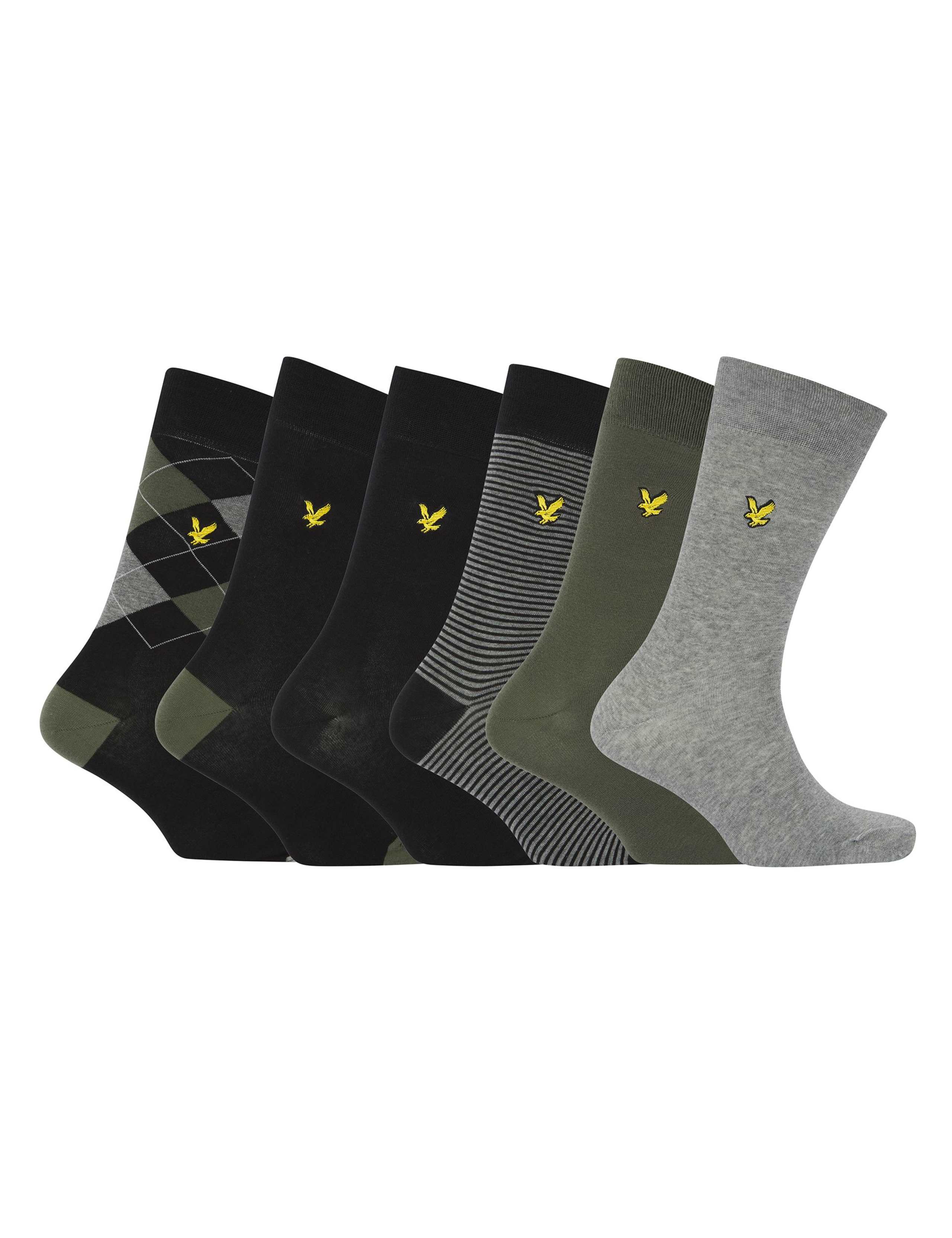 6 Pack Patterned Cotton-Rich Socks Gift Box