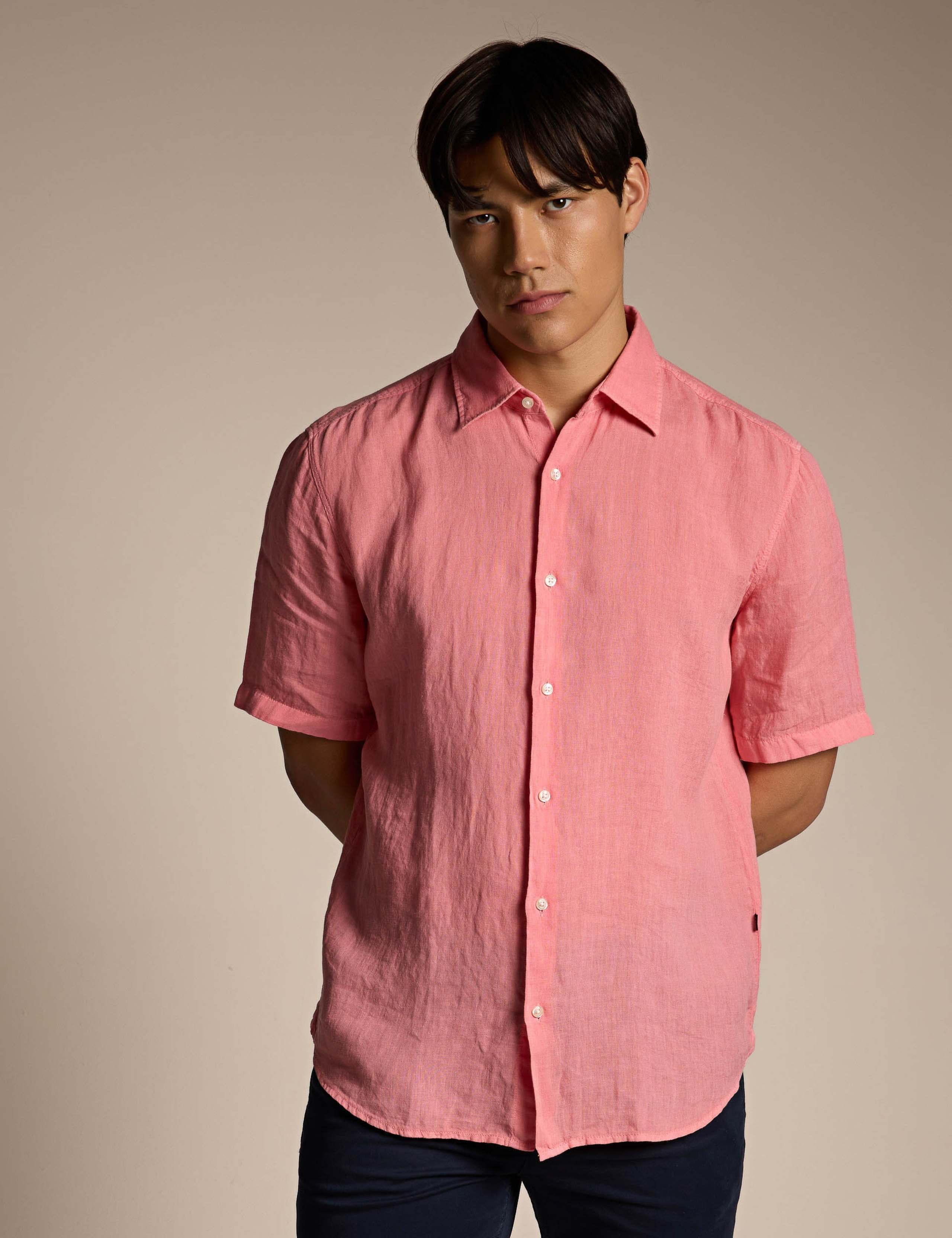 Rash_2_M Regular Fit Linen Short Sleeve Shirt