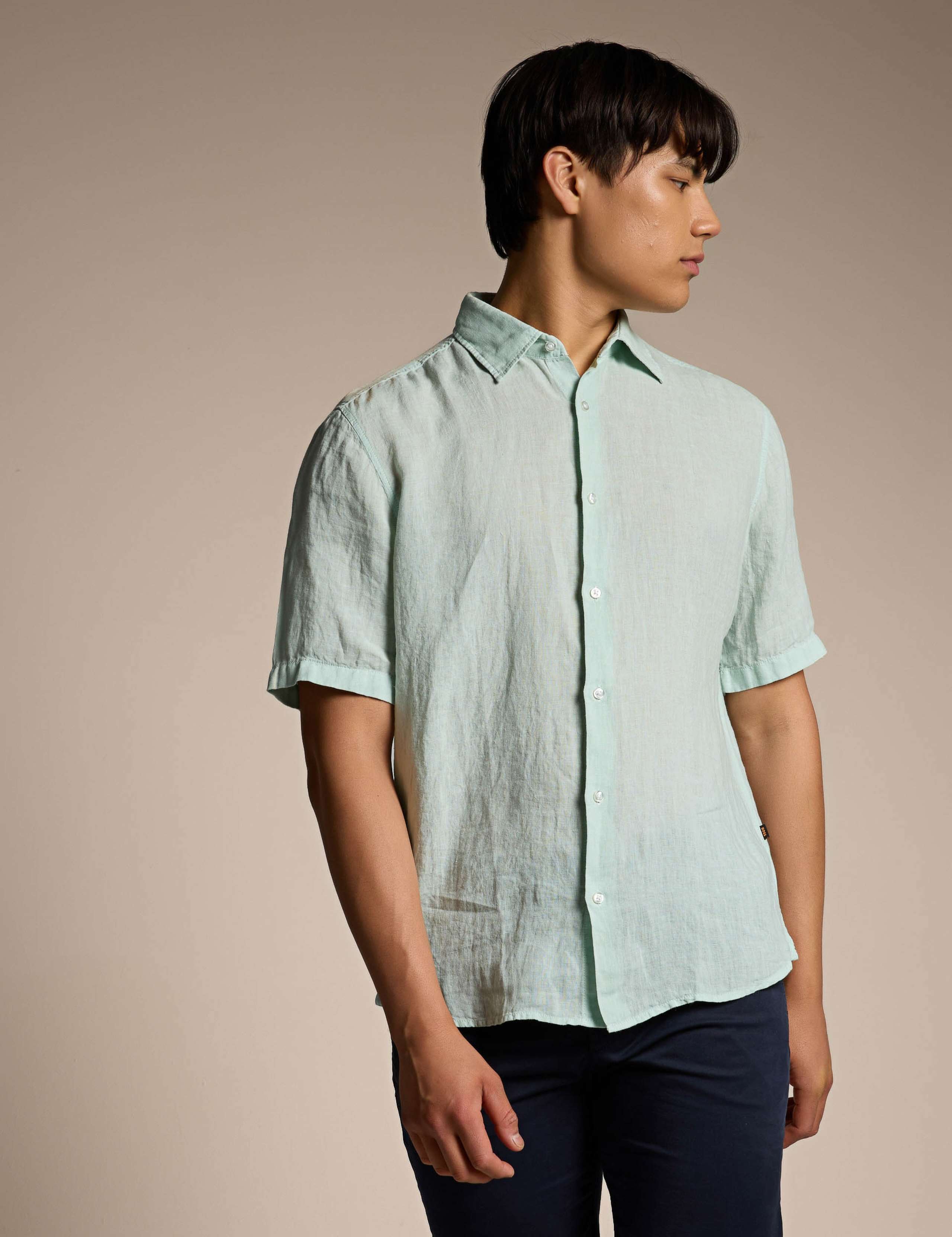 Rash_2_M Regular Fit Linen Short Sleeve Shirt