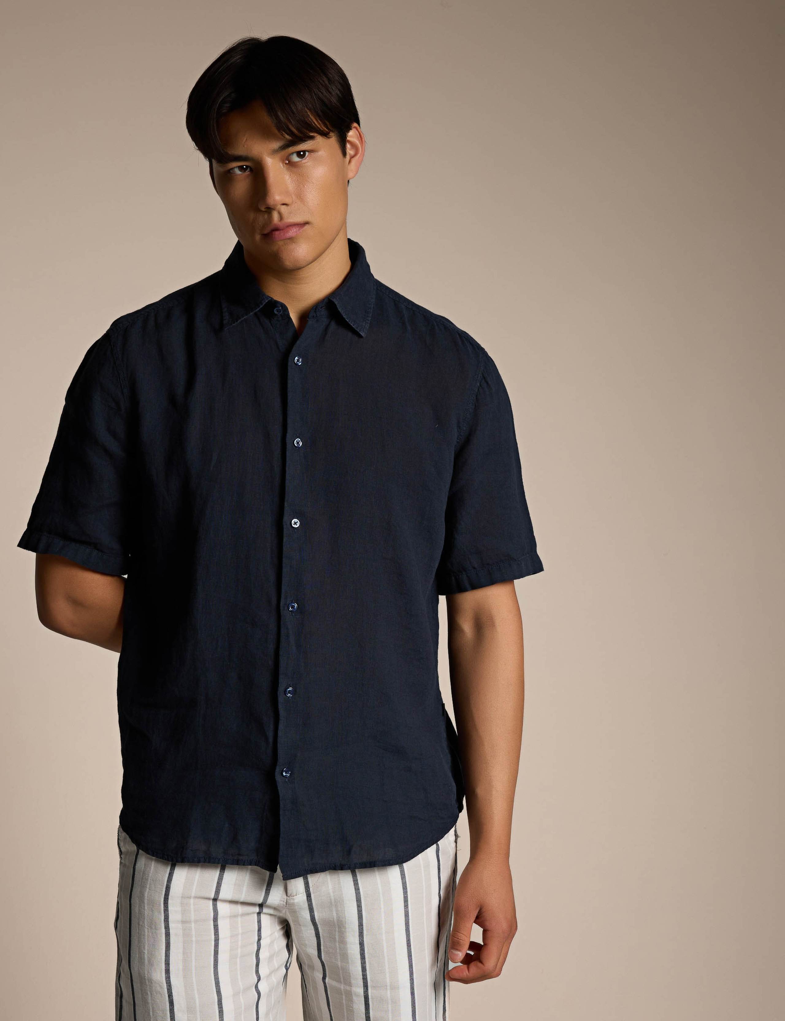 Rash_2_M Regular Fit Linen Short Sleeve Shirt