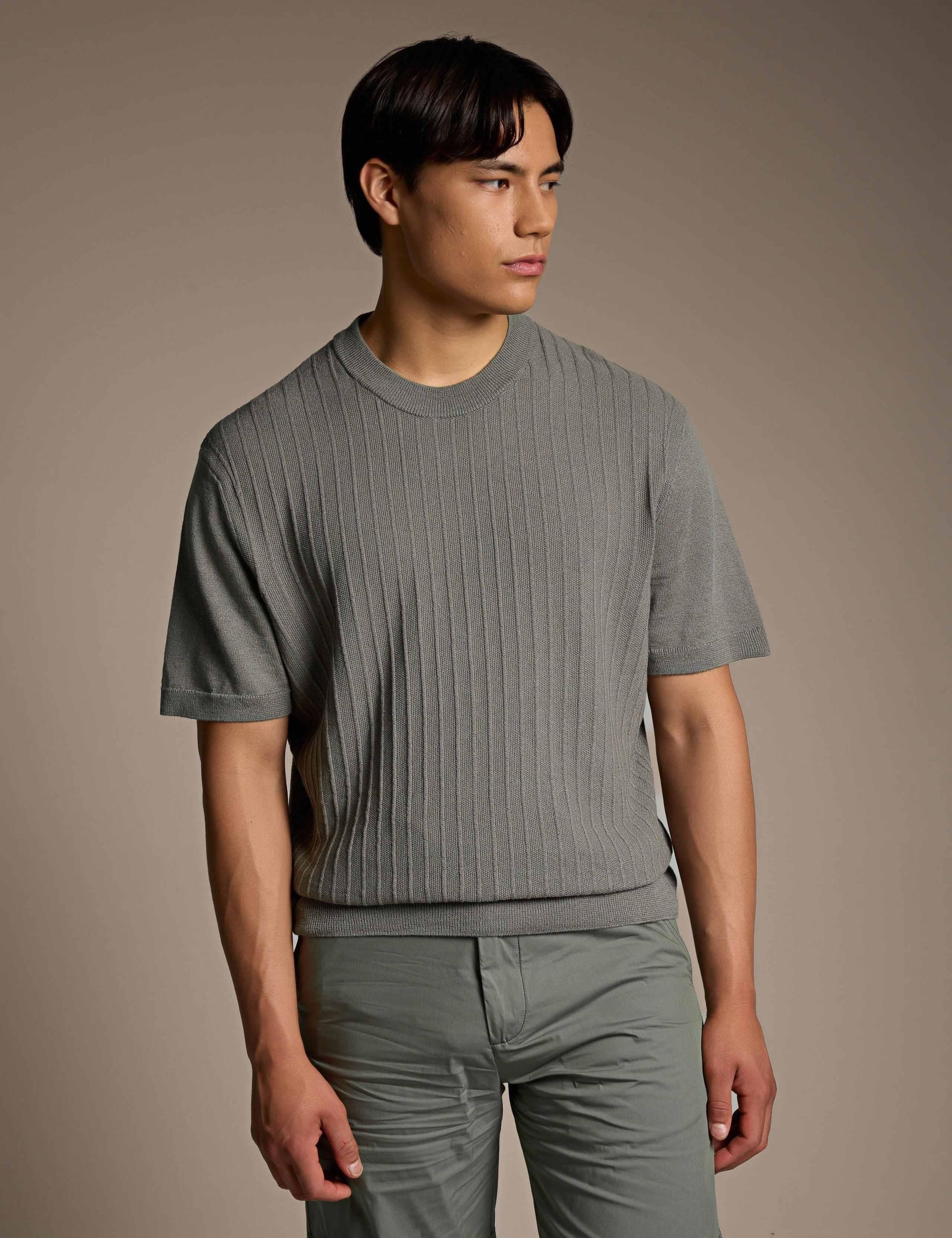 Kajordino Cotton Linen Blend Textured T-Shirt