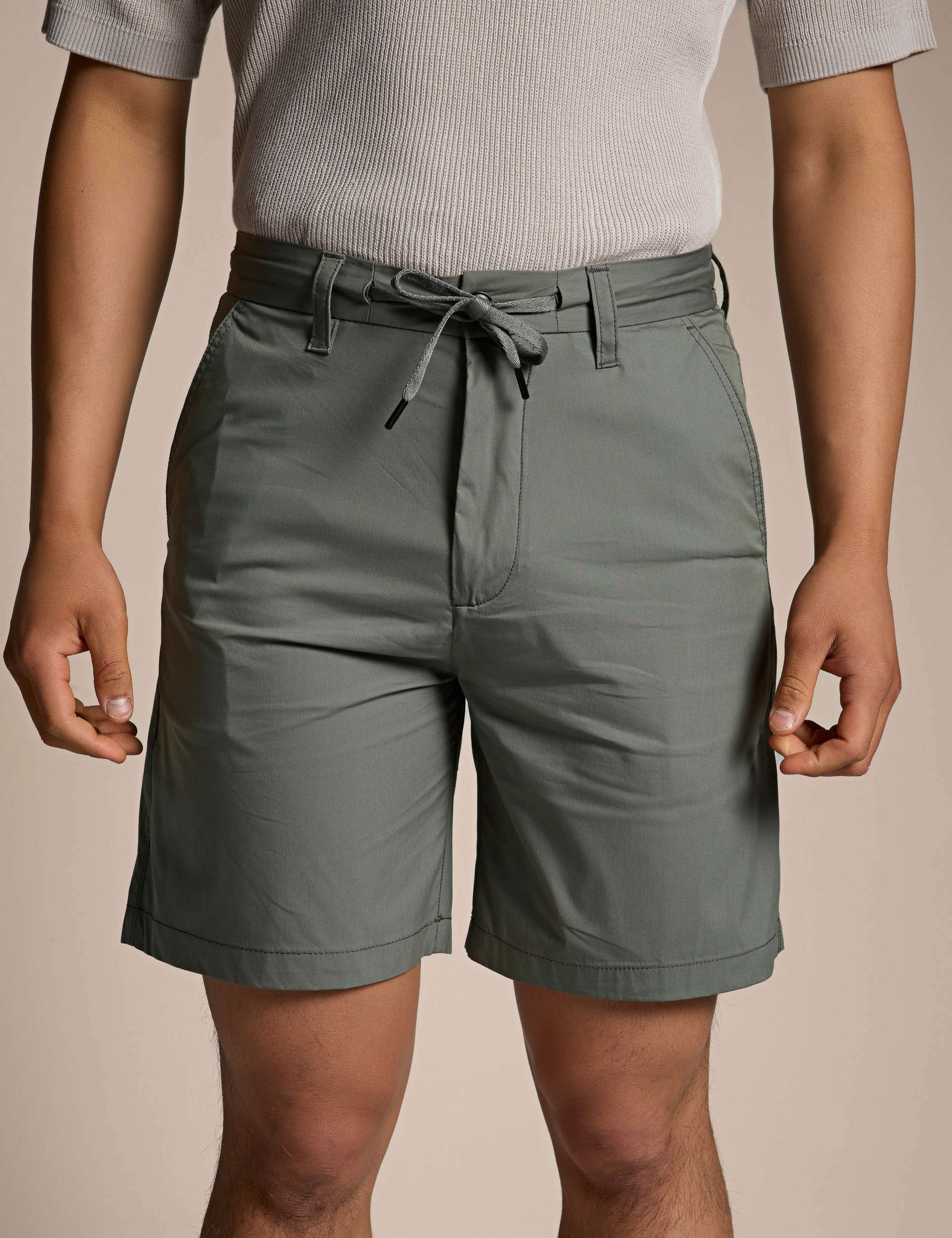 Regular Fit Poplin Drawstring Chino Shorts