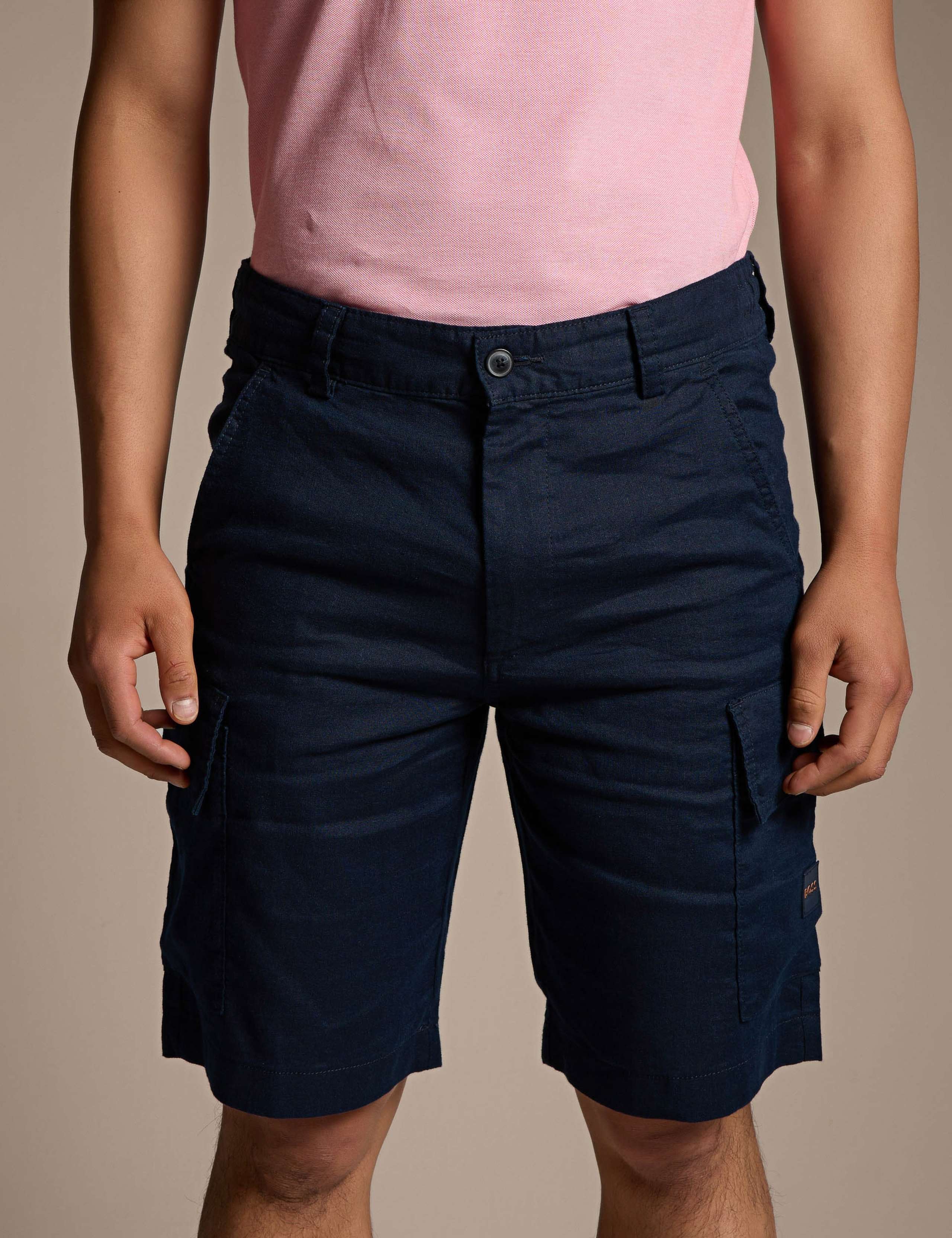 Sisla_Cargo_S1 Regular Fit Linen Rich Shorts