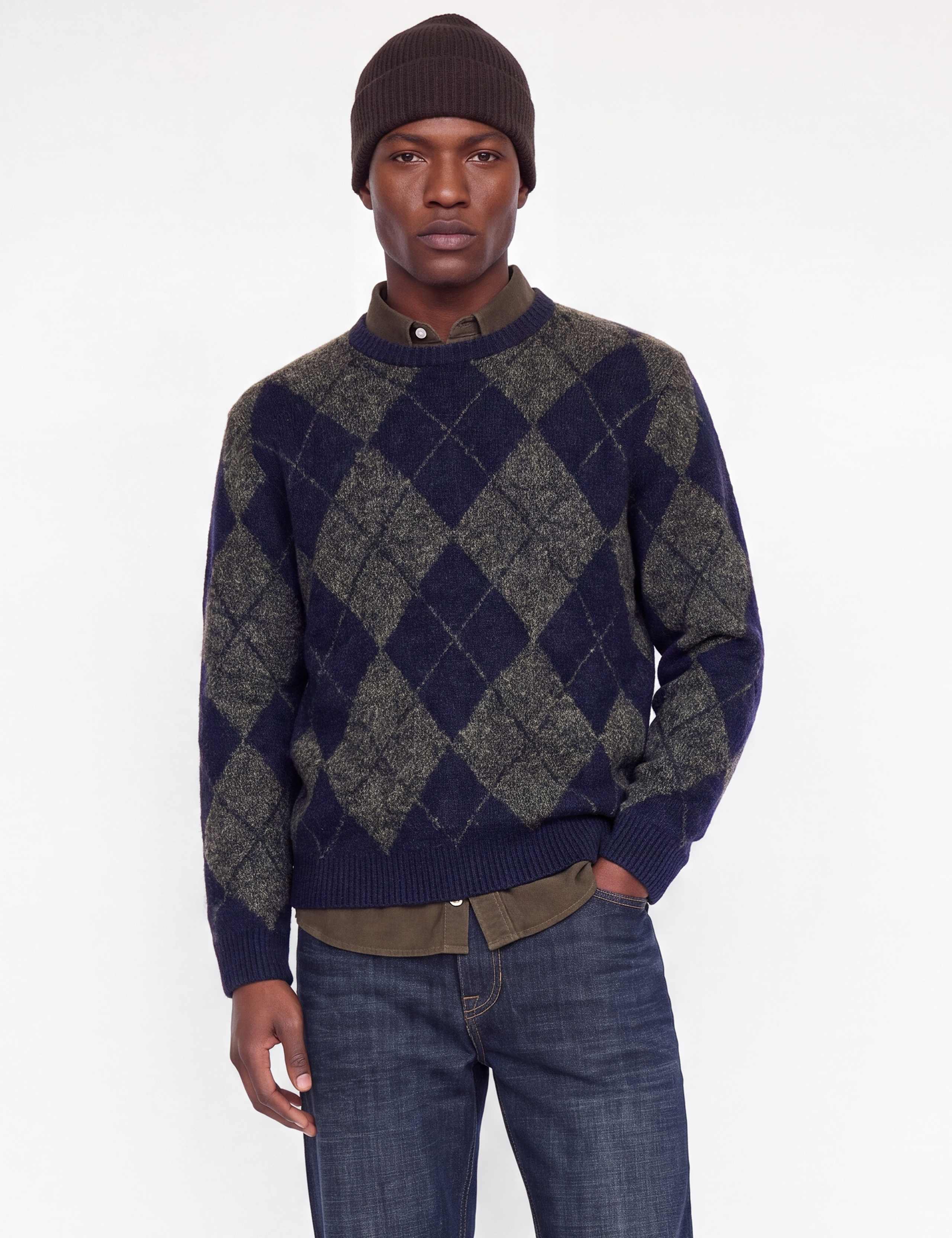 Checked Half Zip Jumper