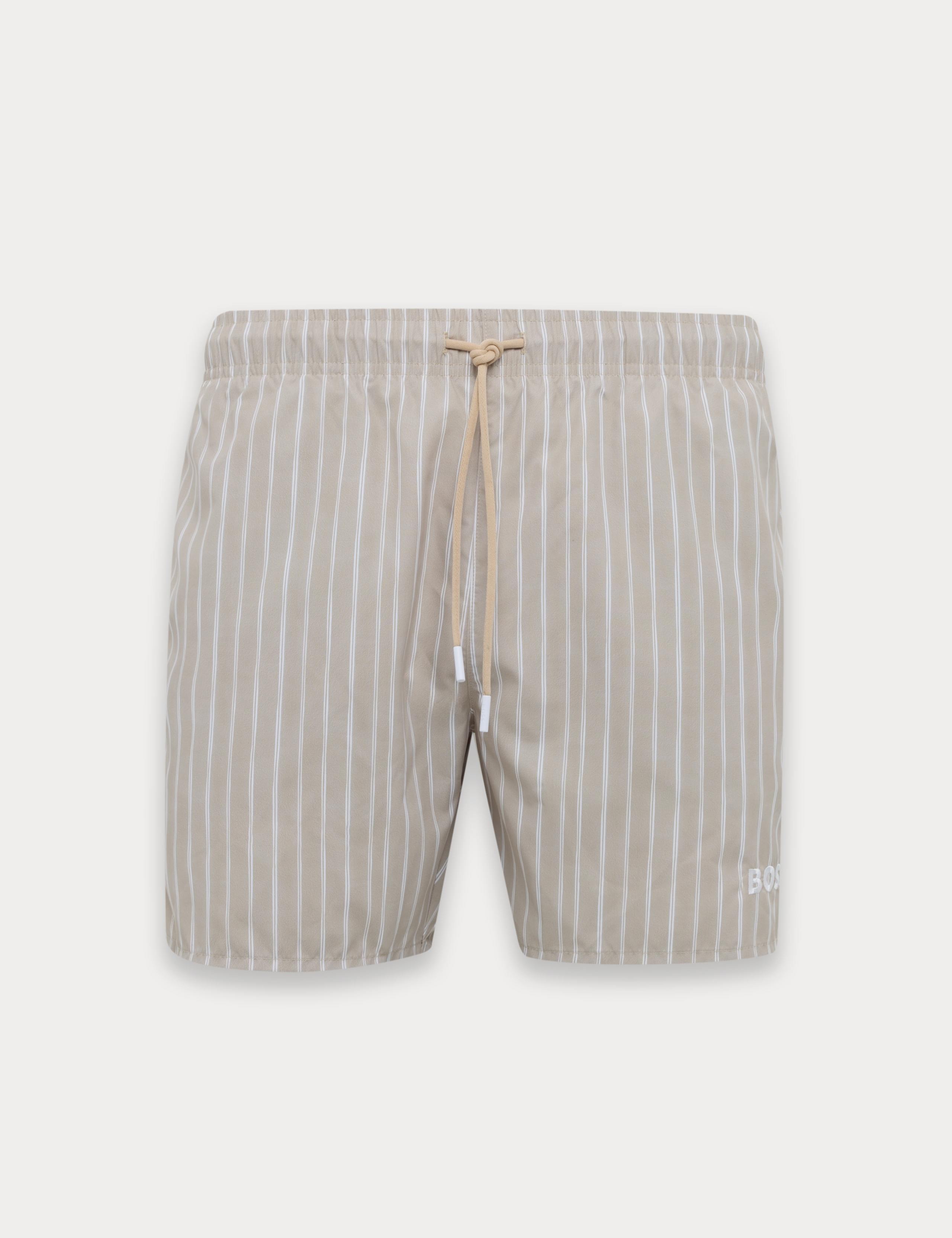 Quick Dry Pocketed Striped Swim Shorts