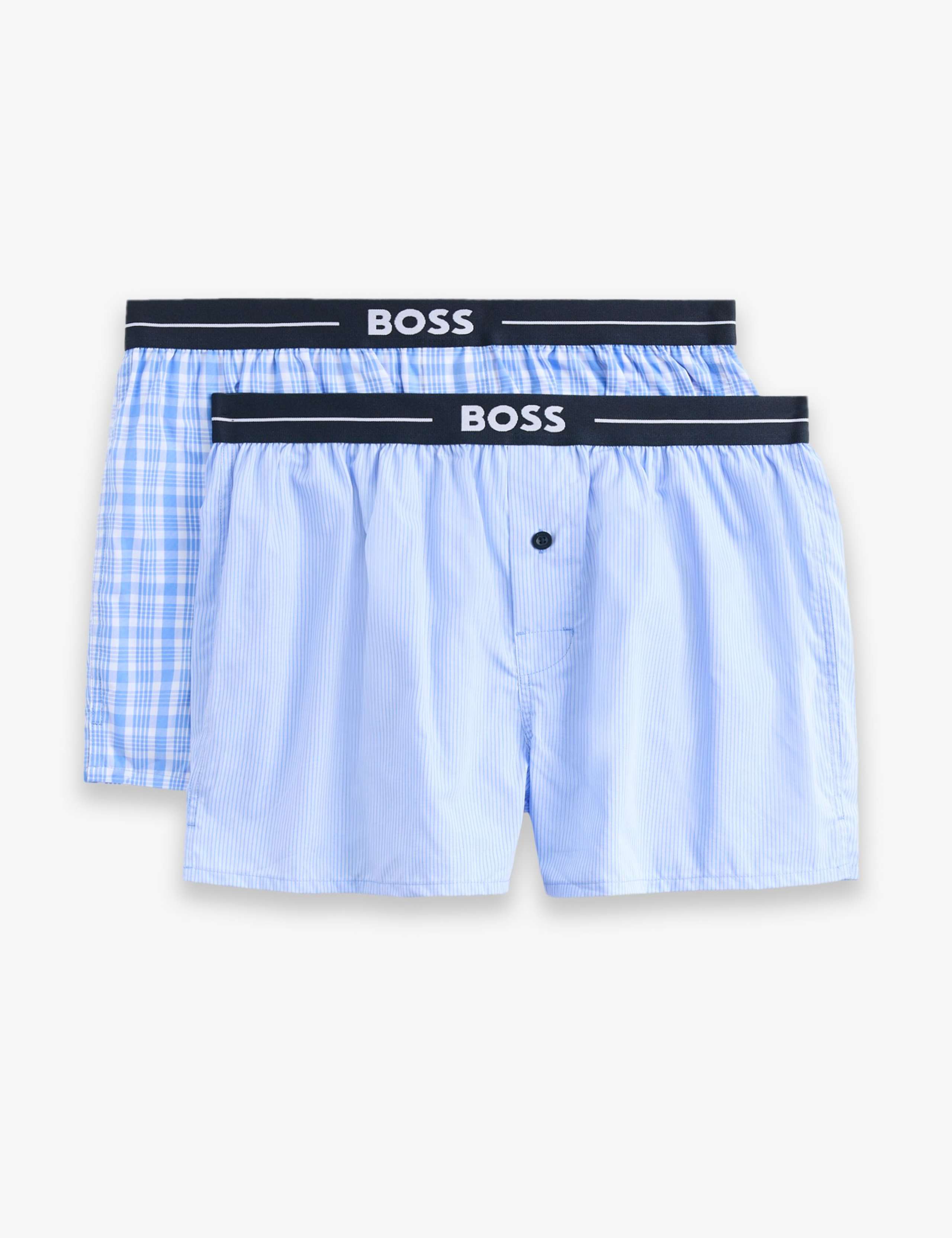 2pk Pure Cotton Plain Checked Boxers