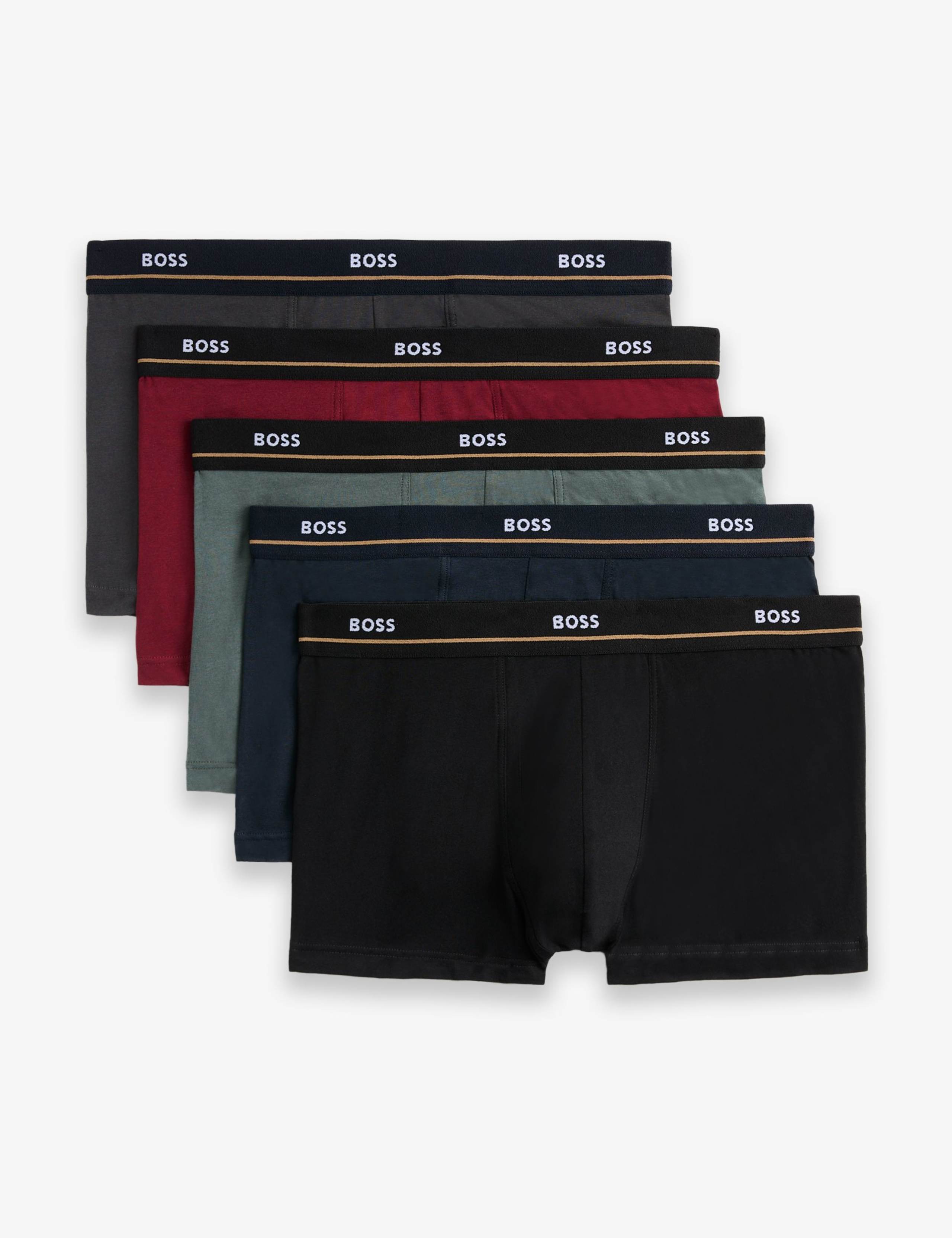 5pk Cotton Rich Logo Waistband Trunks