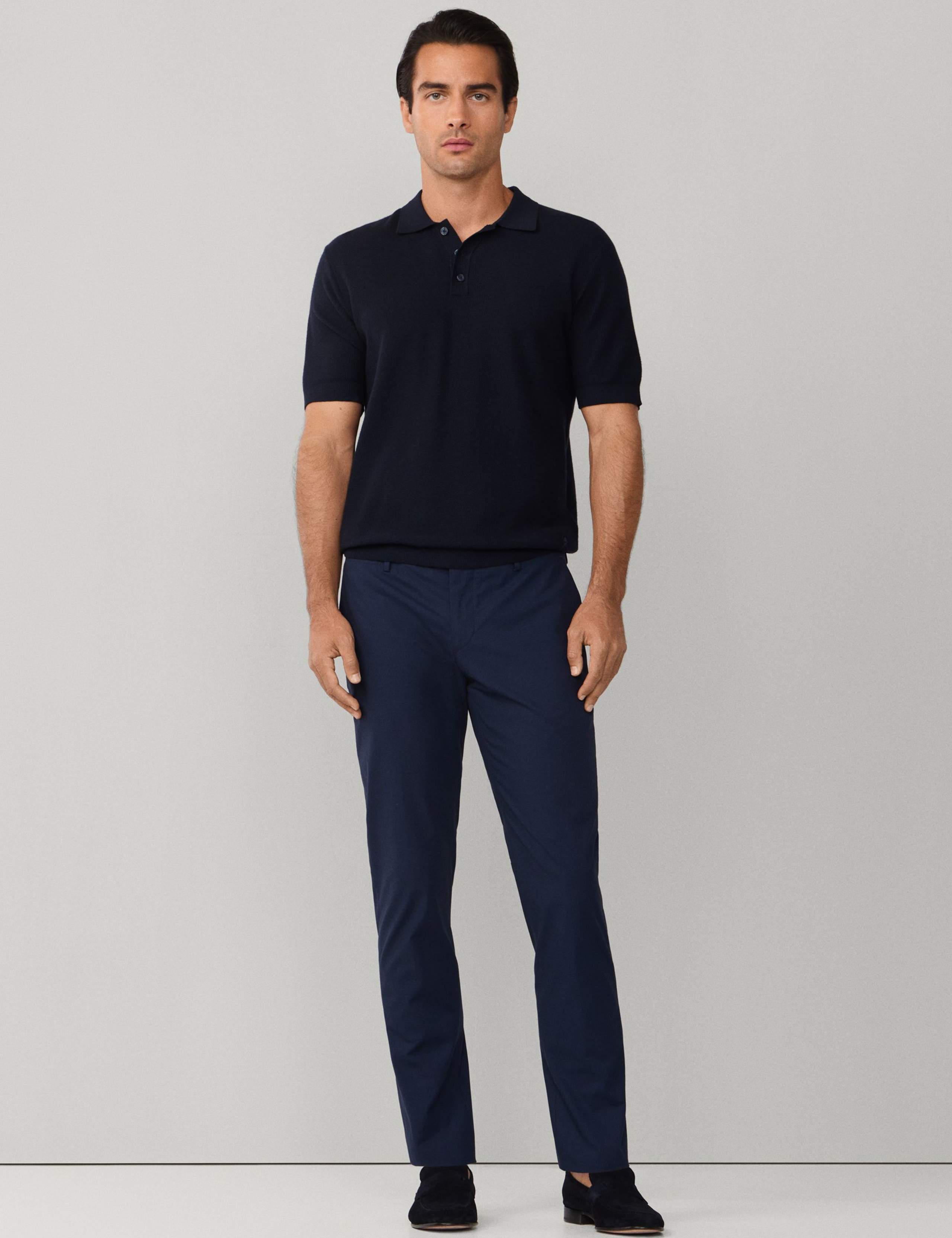 Cotton Rich Knitted Polo Shirt with Cashmere