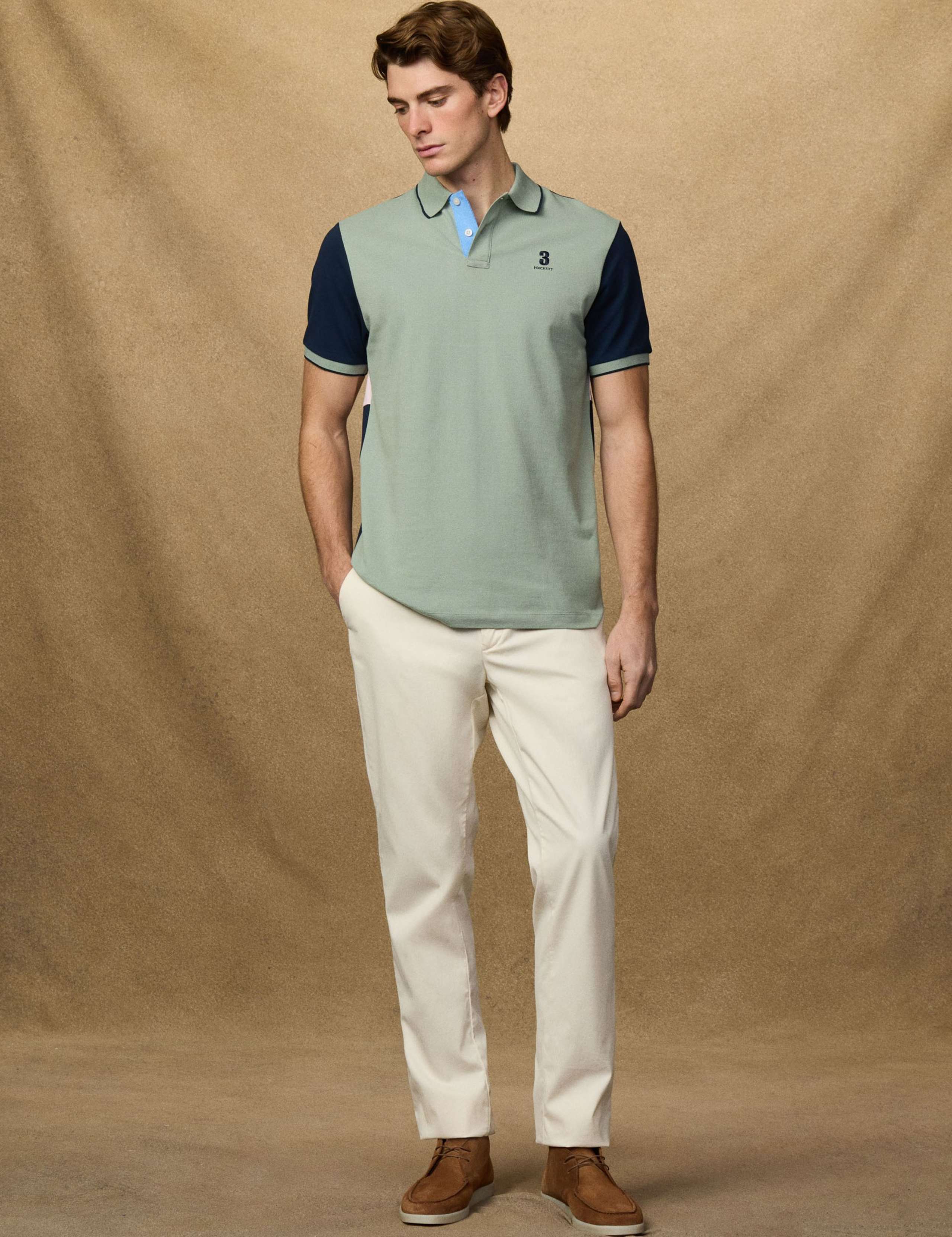 Heritage Pure Cotton Colour Block Polo Shirt
