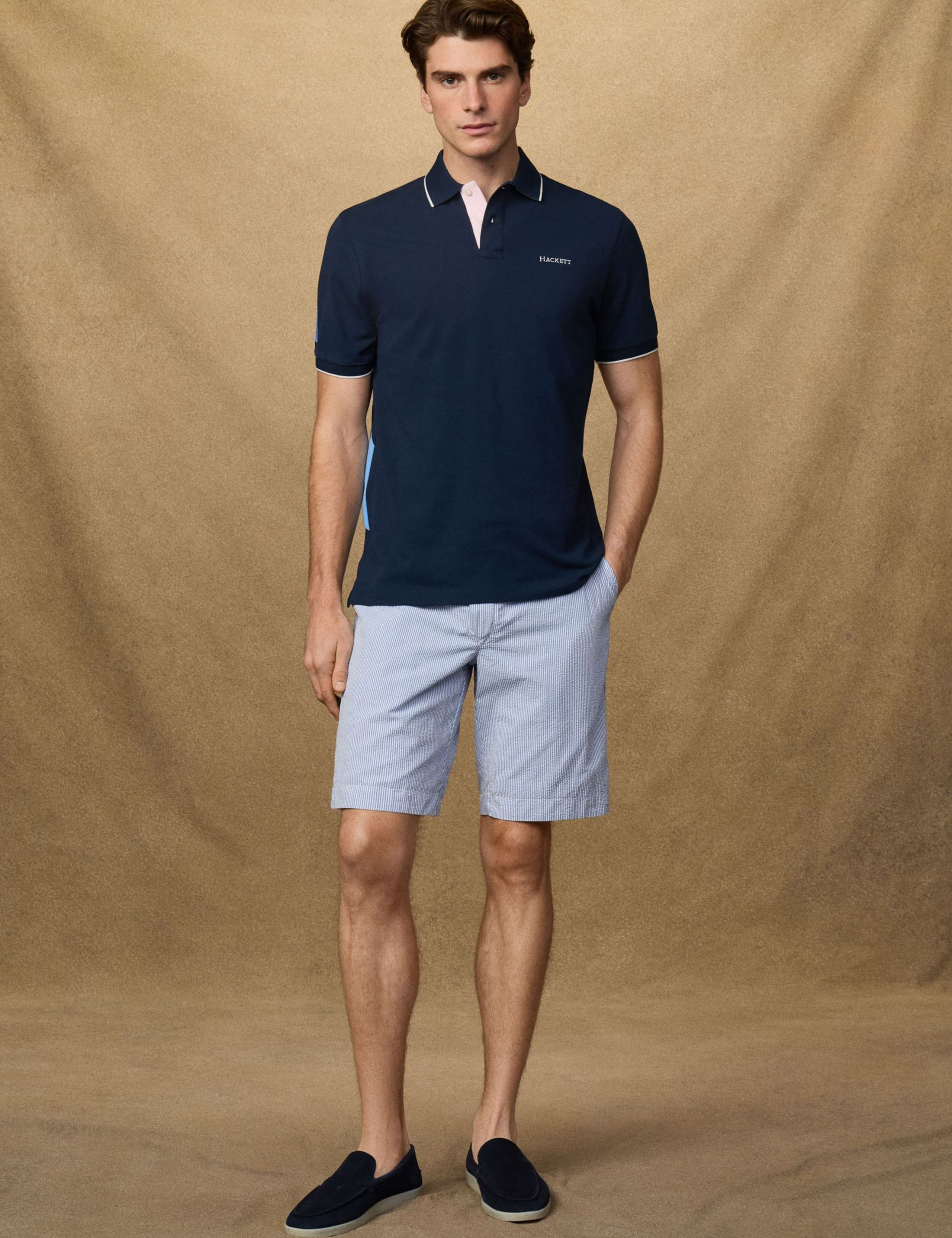 Pure Cotton Tipped Striped Polo Shirt