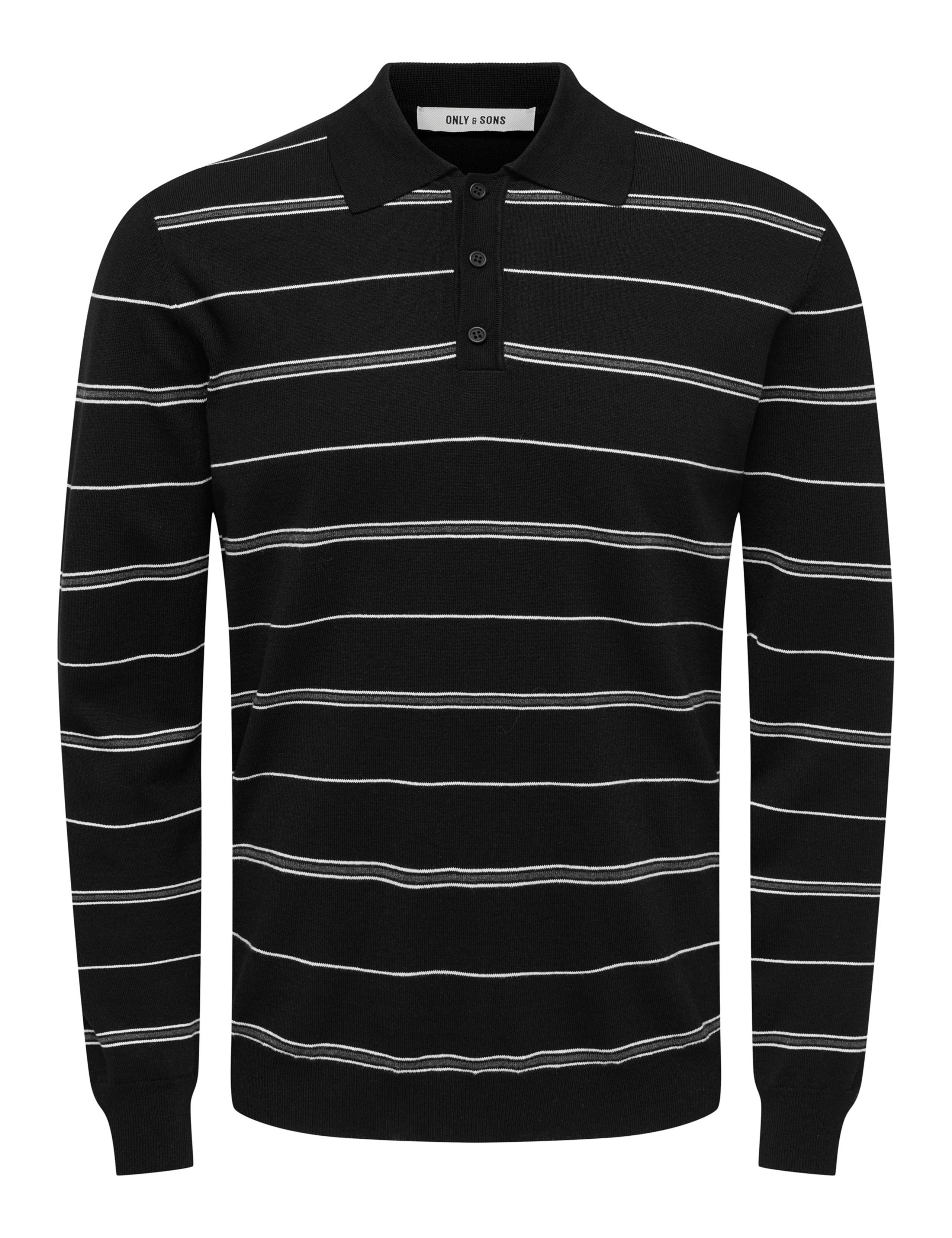 Striped Collared Knitted Polo Shirt