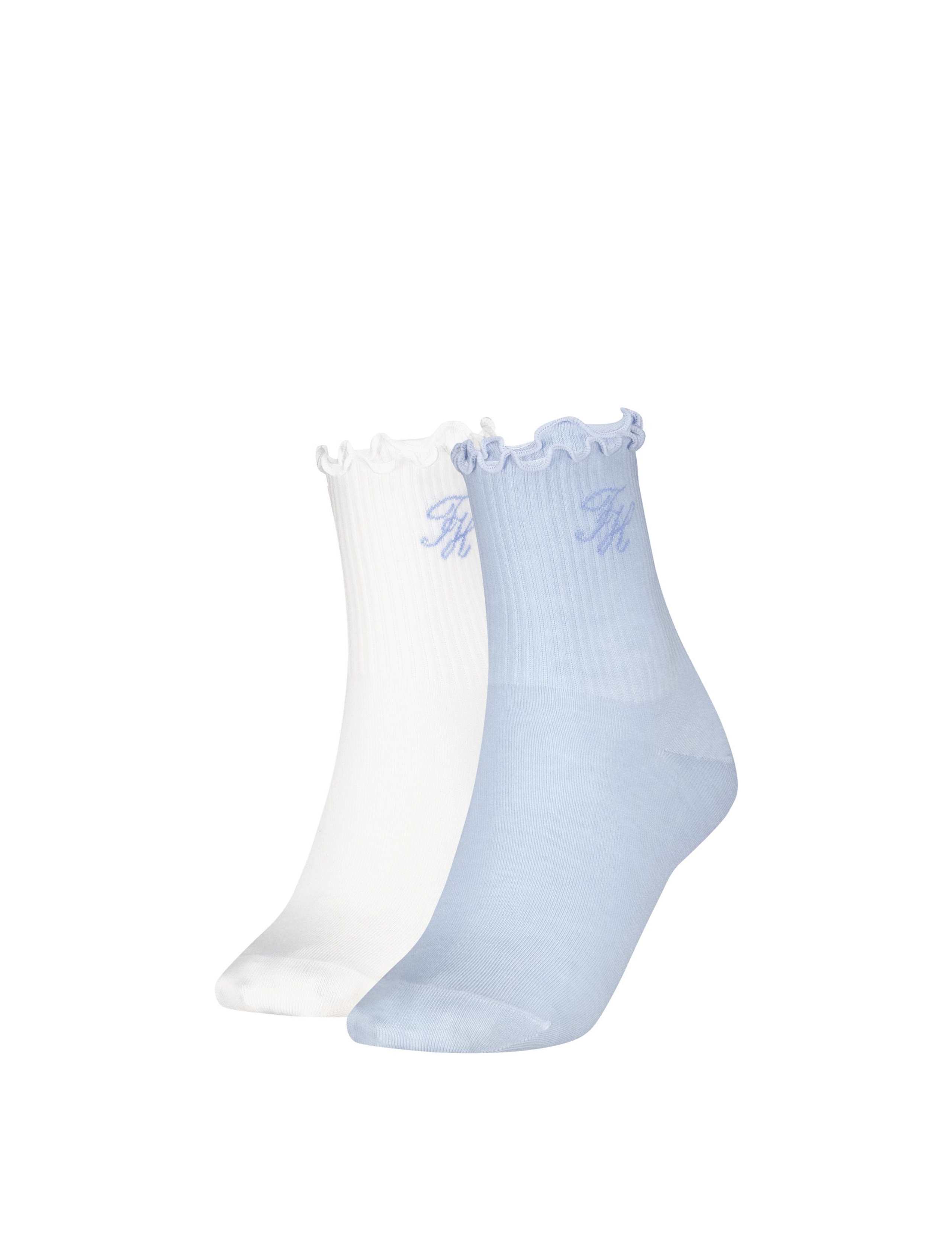2 Pack Cotton Rich Refined Monogram Ankle High Socks