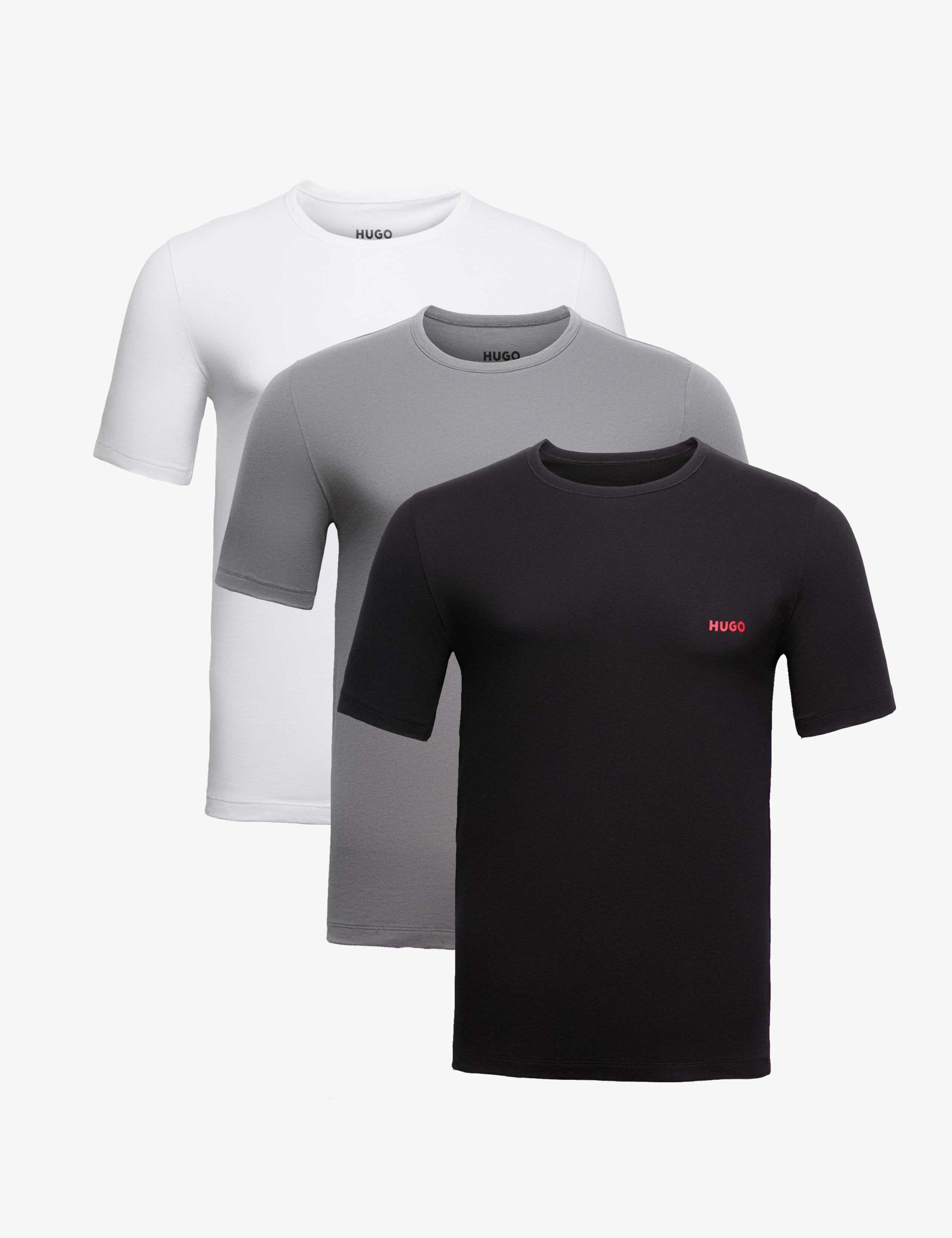 3pk Pure Cotton Crew Neck Logo T-Shirts