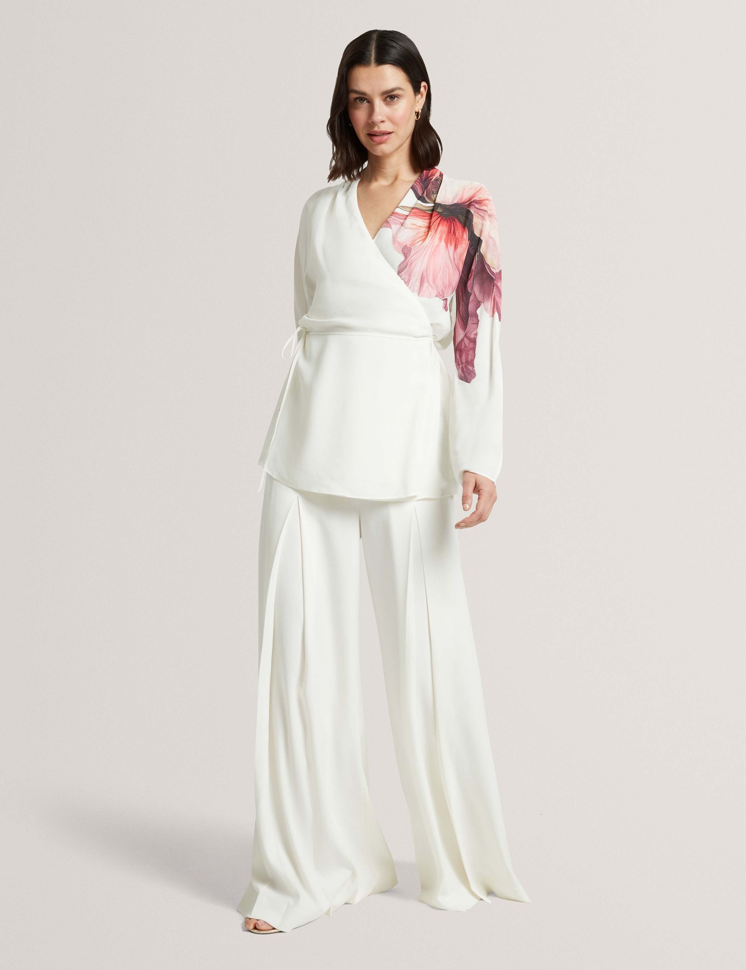 Floral Tie Detail Wrap Blouse