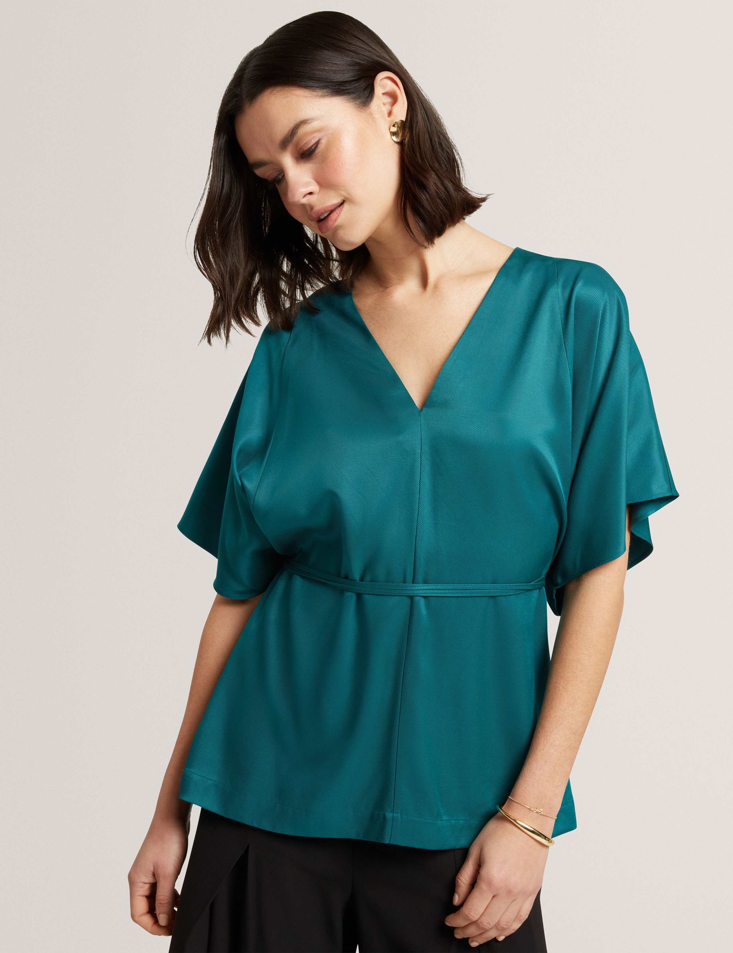 V-Neck Tie Detail Shirt