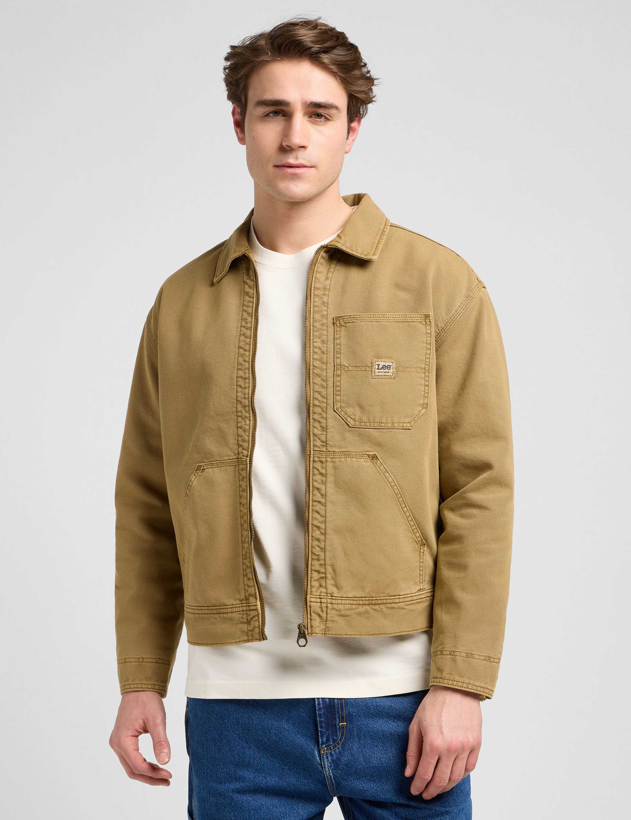 Pre Cotton Zip Up Collared Jacket