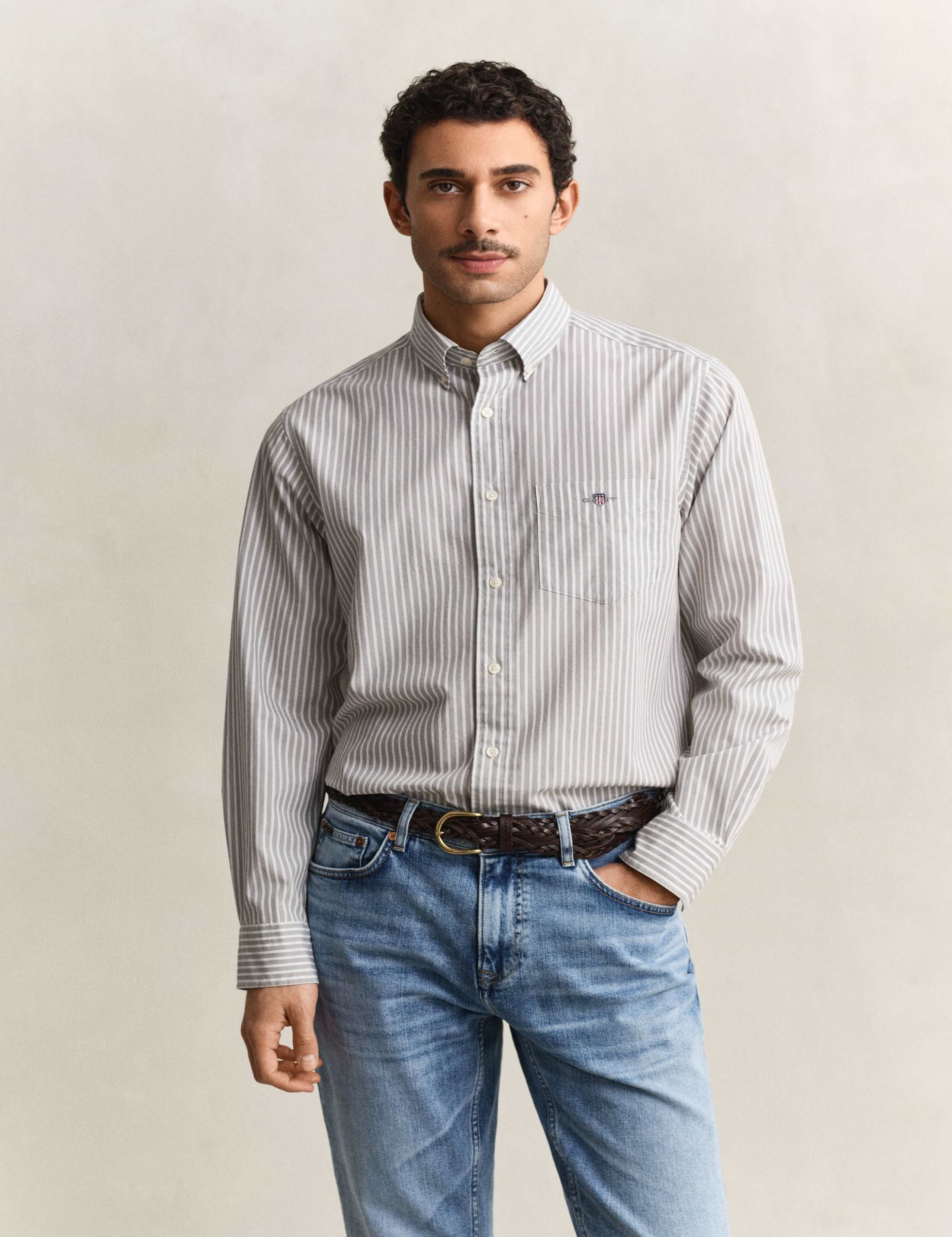 Regular Fit Pure Cotton Striped Oxford Shirt