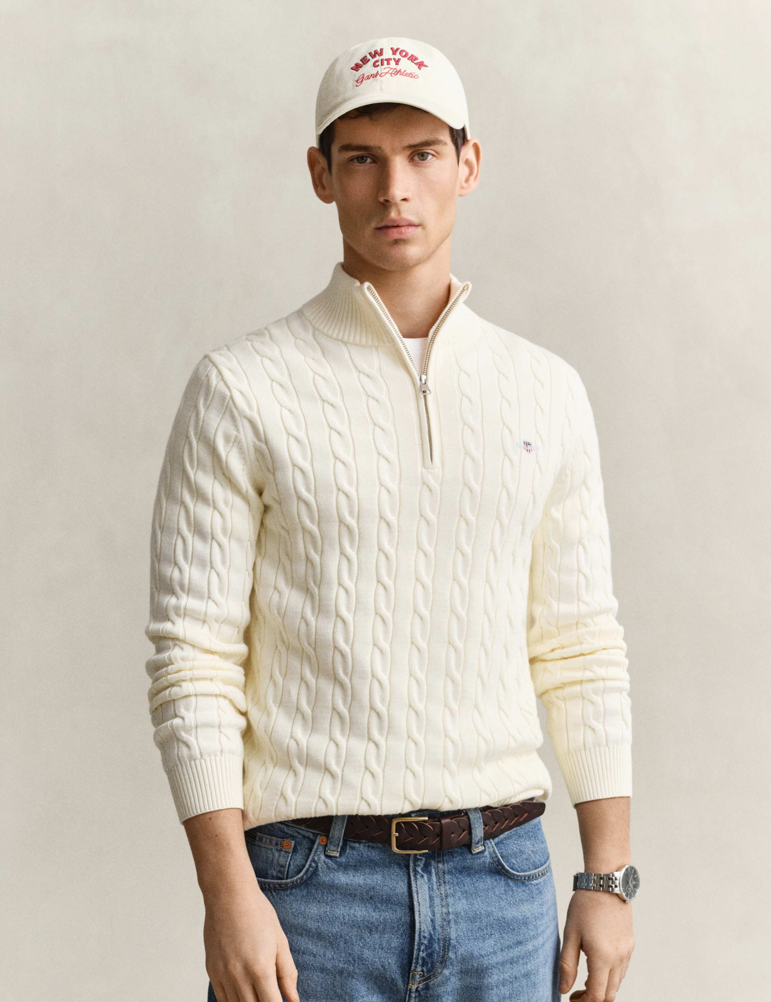 Pure Cotton Cable Half Zip Jumper