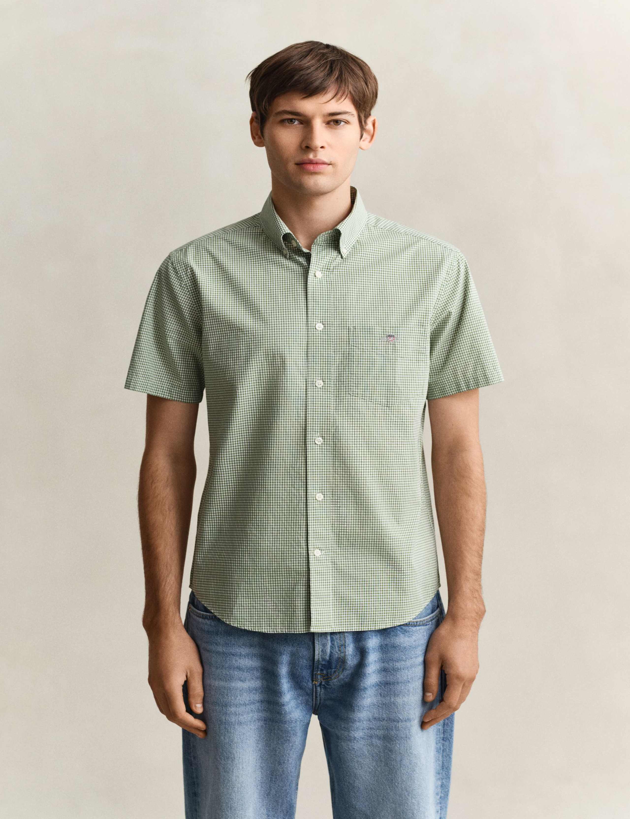Regular Fit Pure Cotton Gingham Oxford Shirt