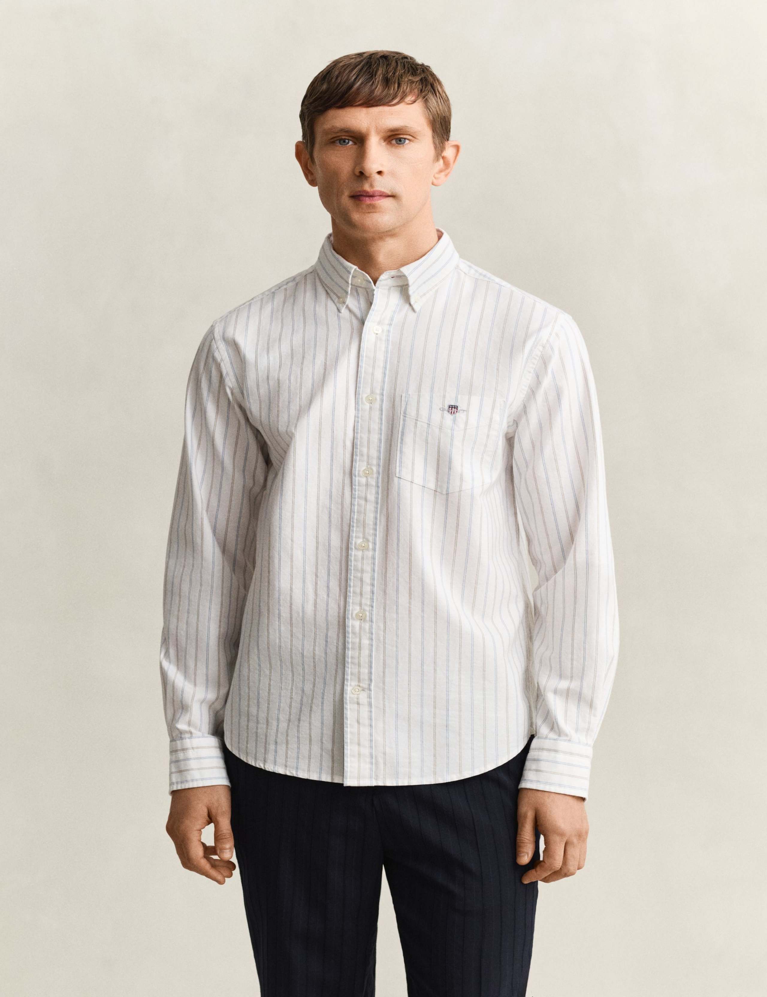 Regular Fit Pure Cotton Striped Oxford Shirt