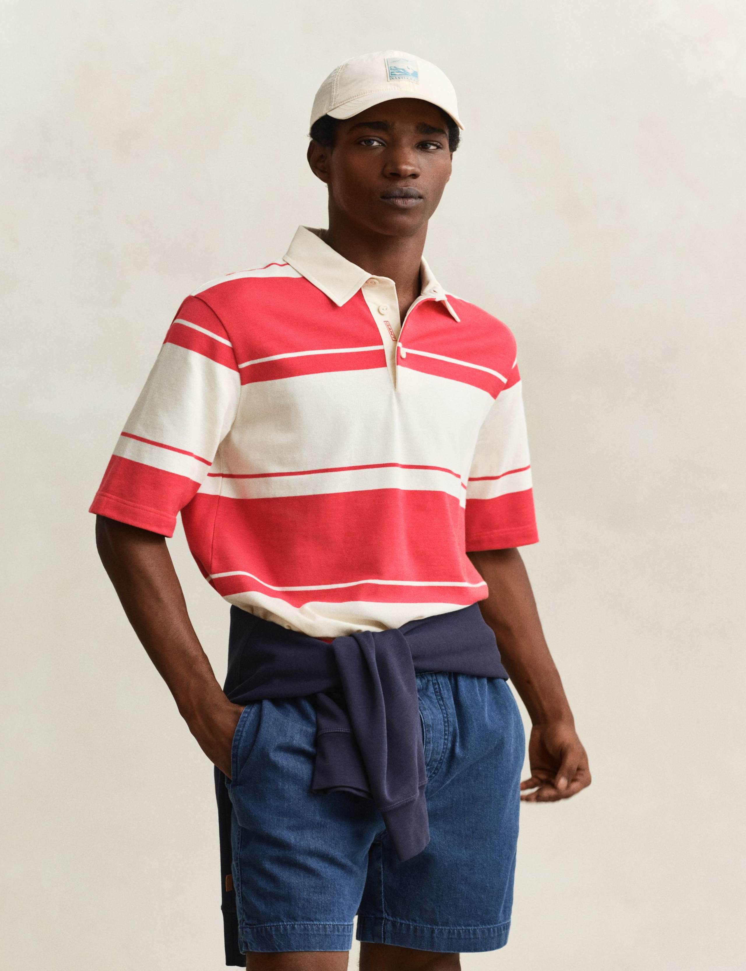 Pure Cotton Striped Short Sleeve Rugby Shirt