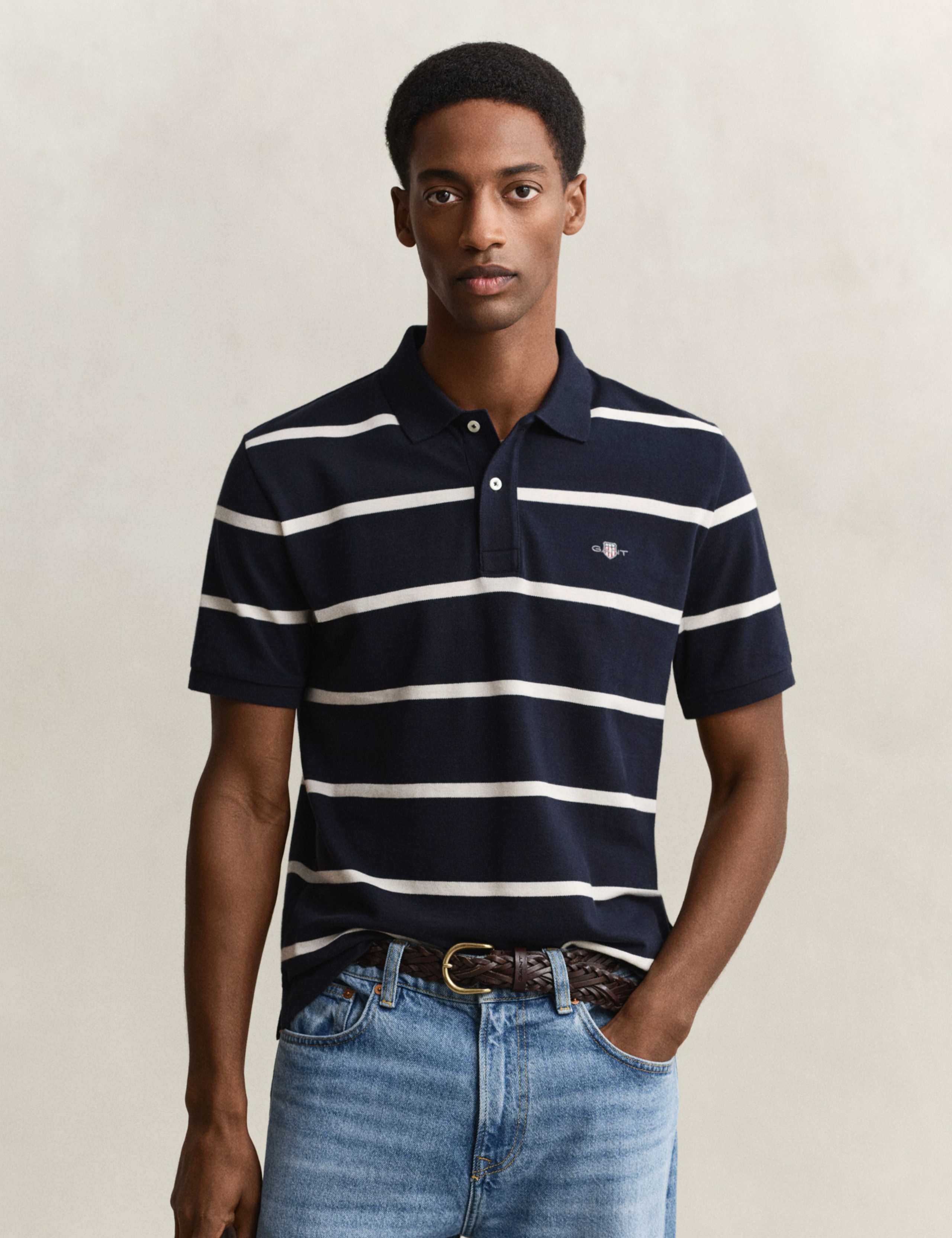 Pure Cotton Striped Polo Shirt