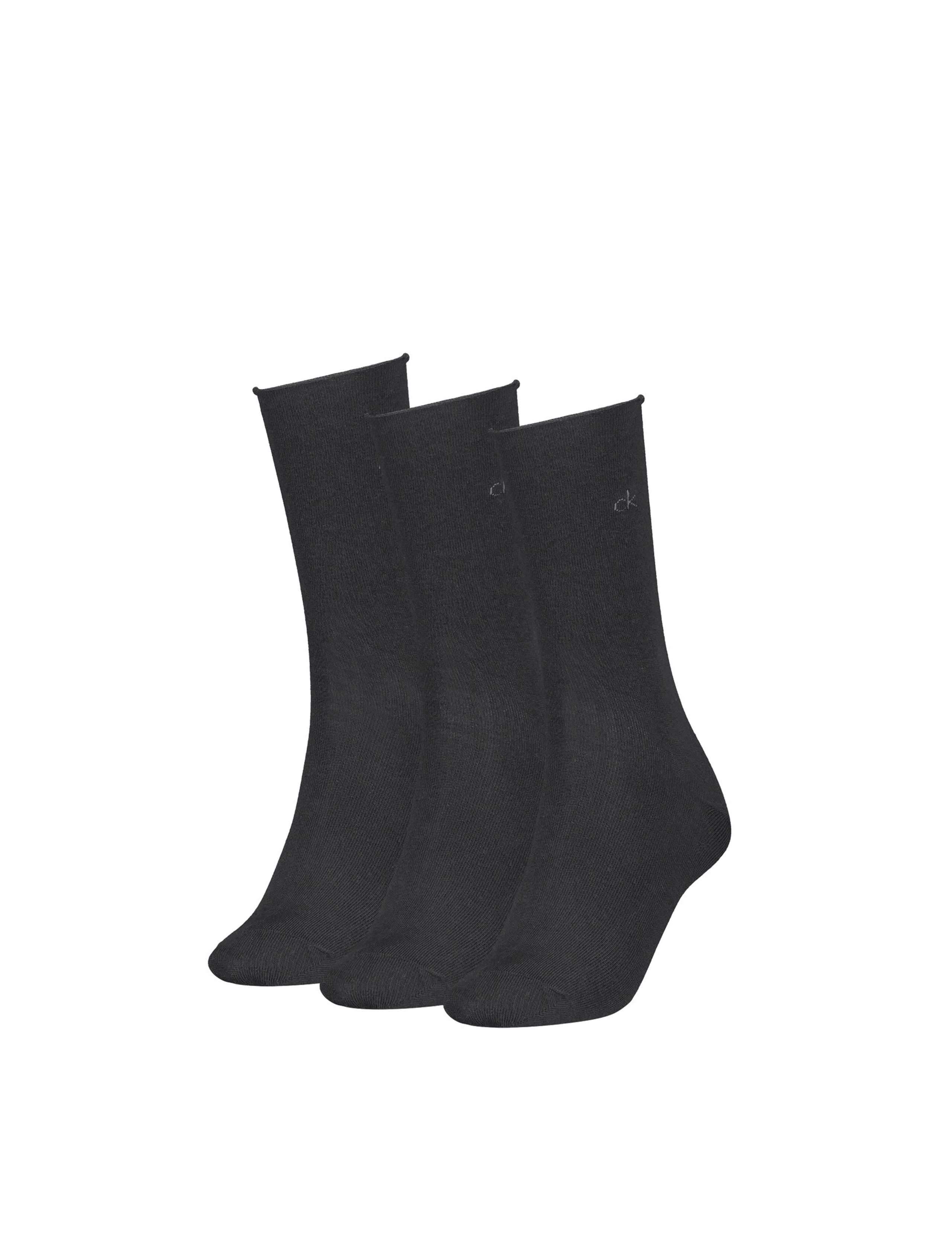 CK WOMEN SOCK 3P ROLLTOP