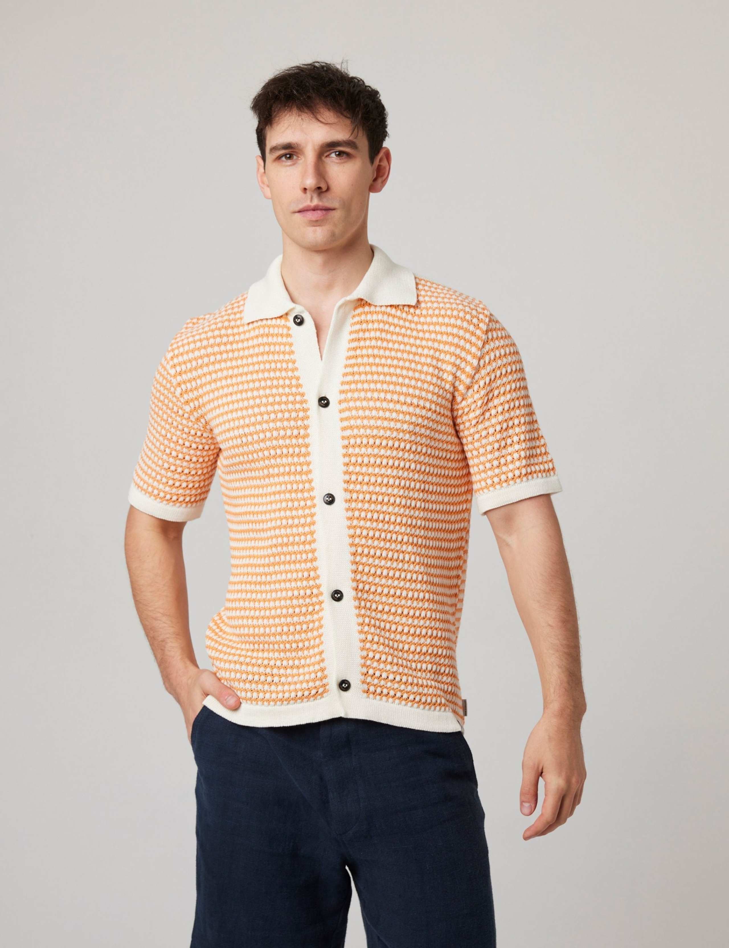 Pure Cotton Striped Knitted Shirt