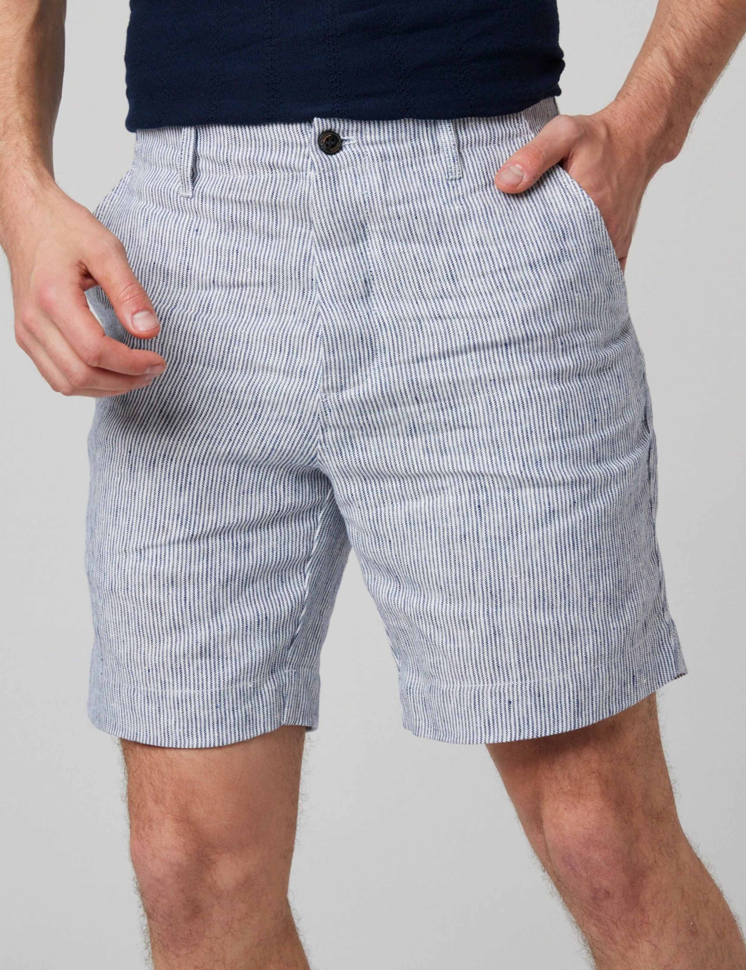 Pure Linen Striped Shorts