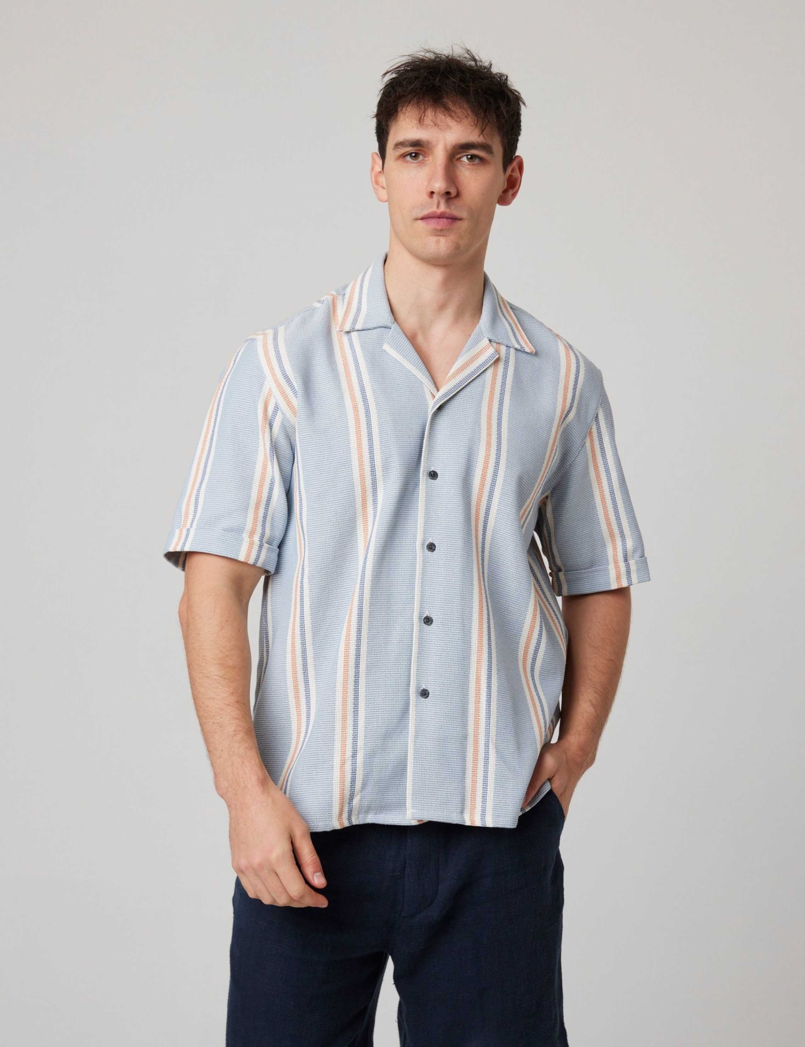 Pure Cotton Striped Short Sleeve Shirt