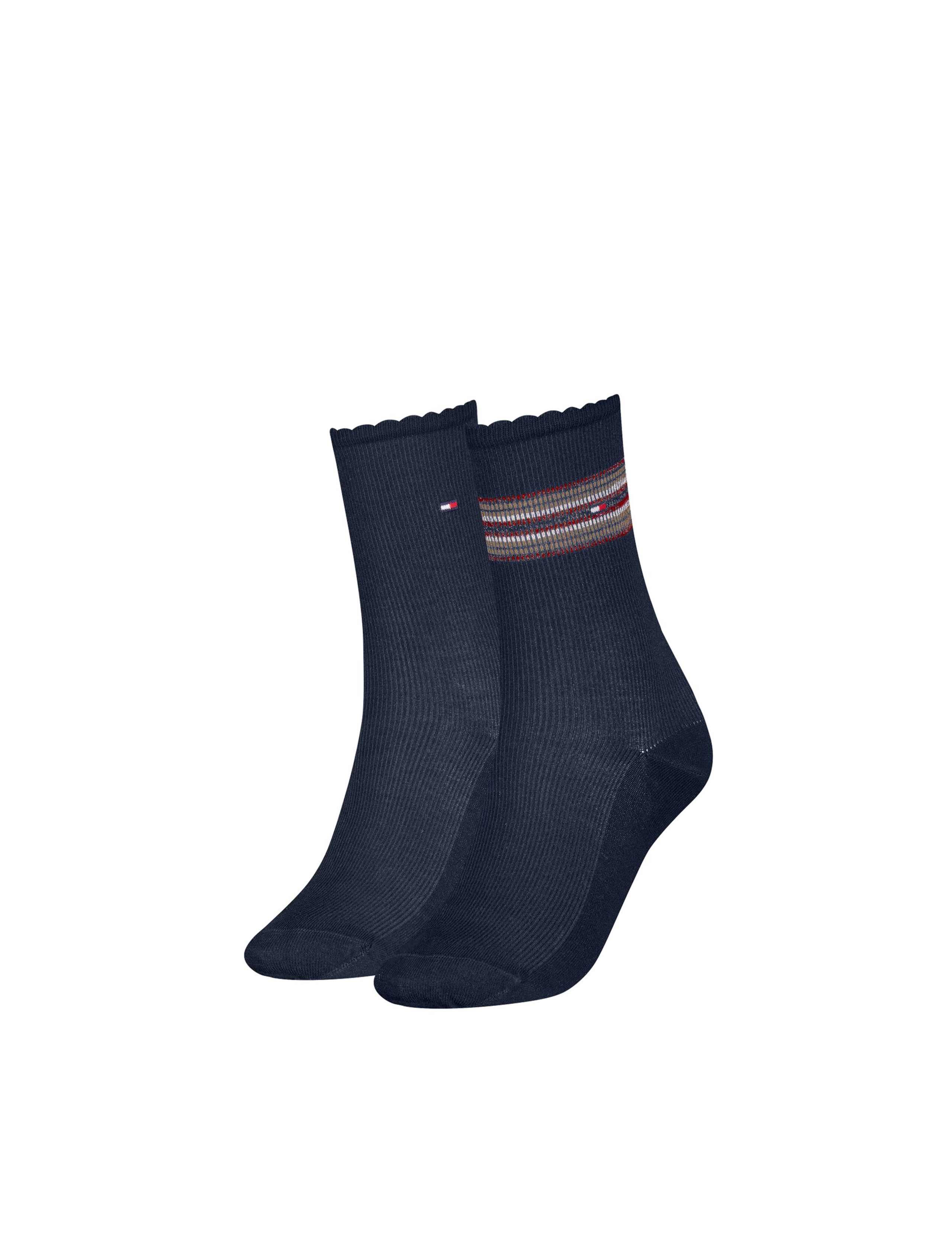 2pk Cotton Rich Ribbed Ankle High Socks