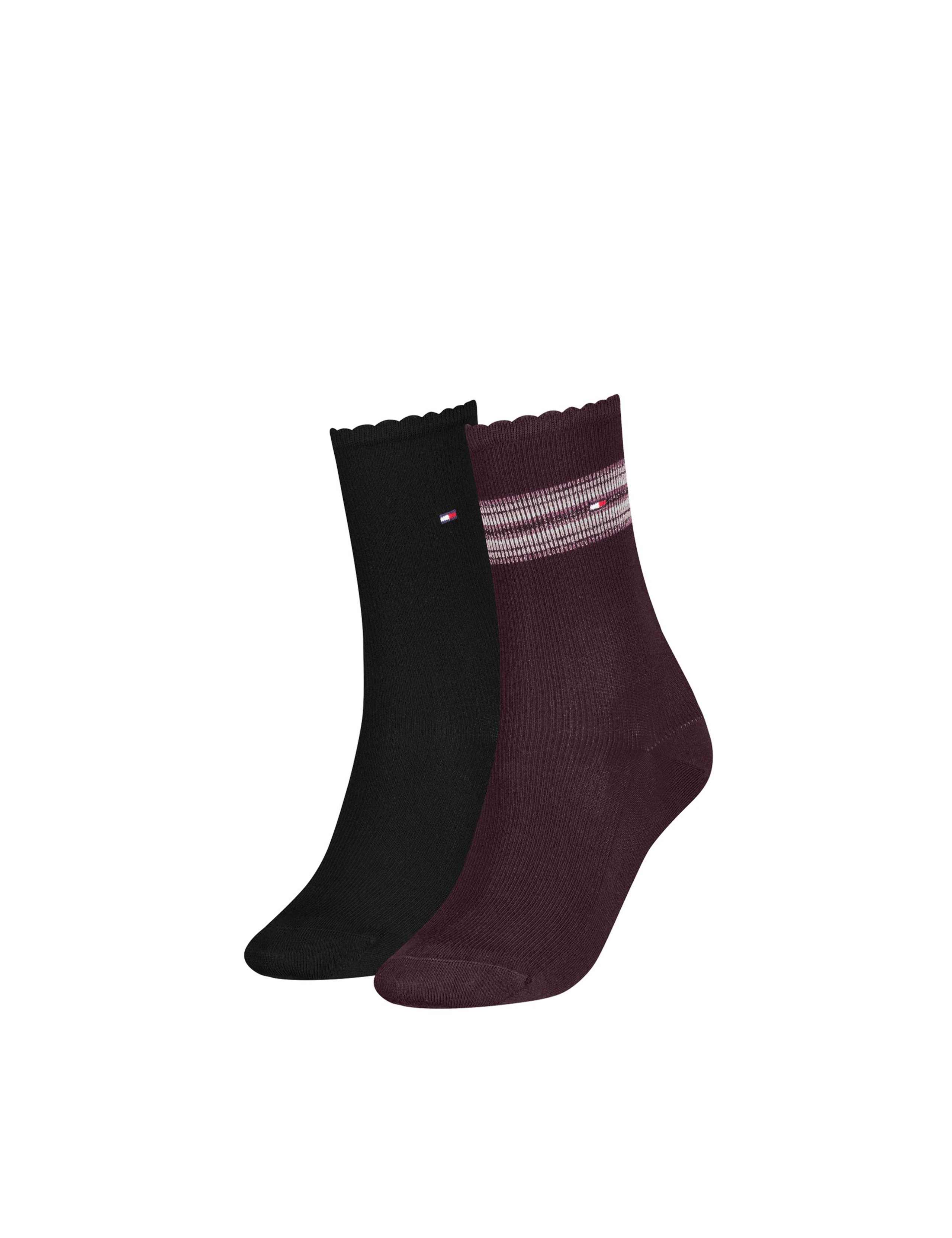 2pk Cotton Rich Ribbed Ankle High Socks